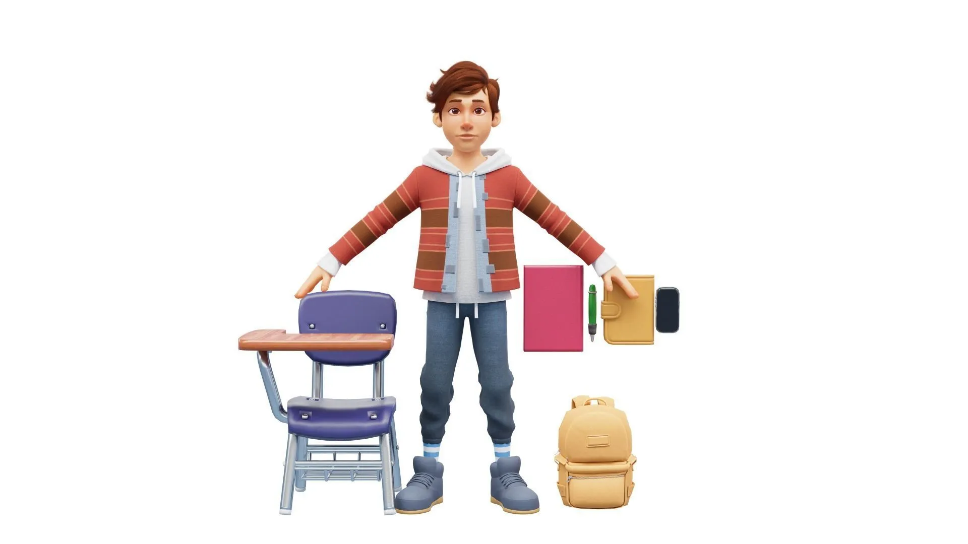 Cartoon Boy Teen 3D model additional showcase
