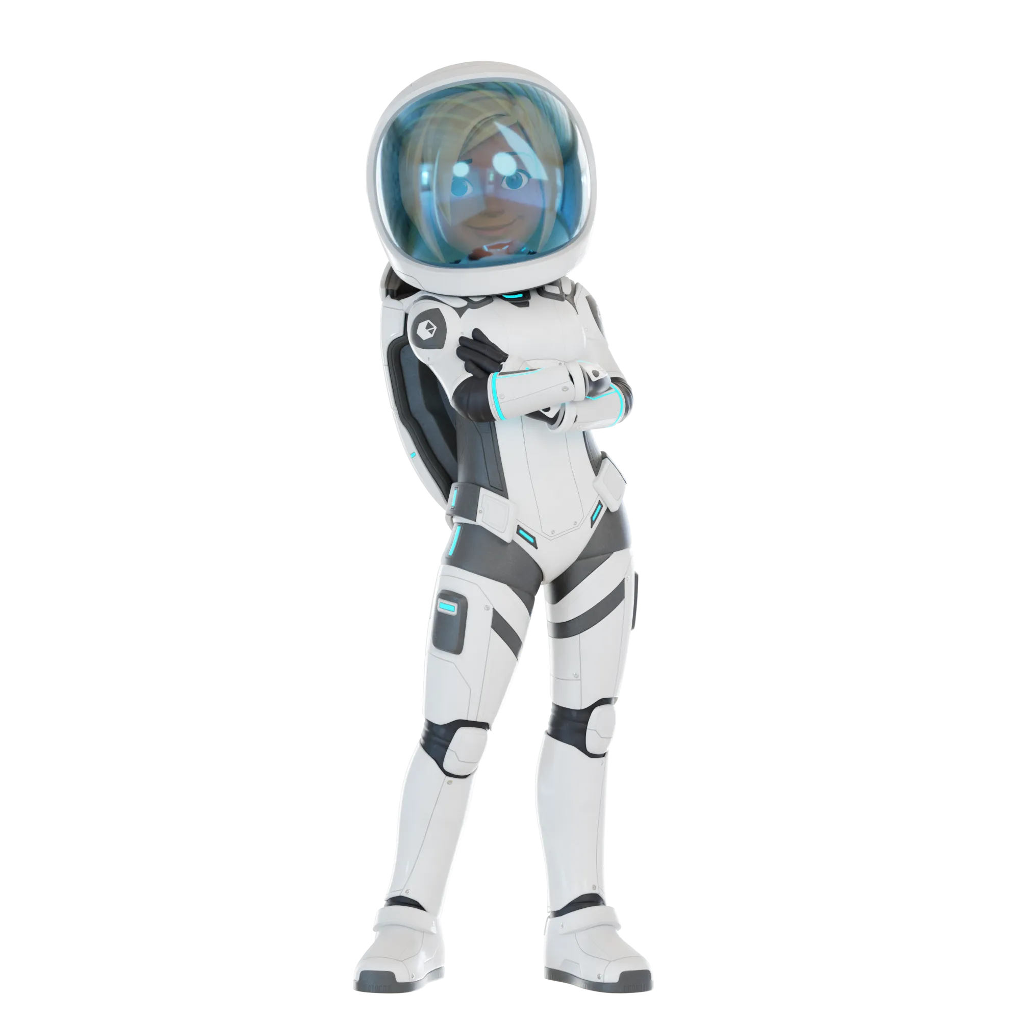 Cartoon Female Astronaut render pose preview for the 3D model