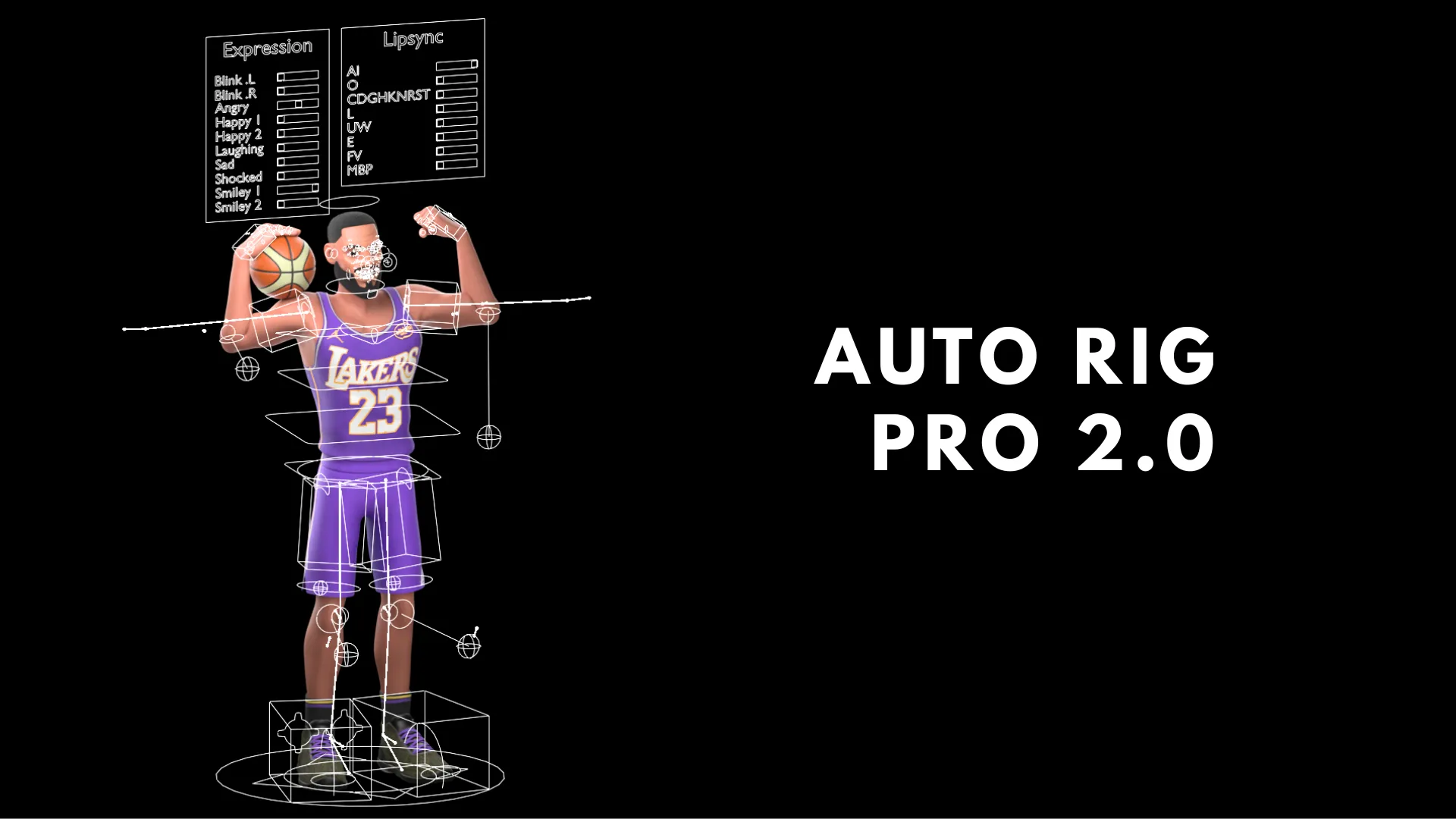 Cartoon NBA Basketball Player Auto Rig Pro 2.0 setup