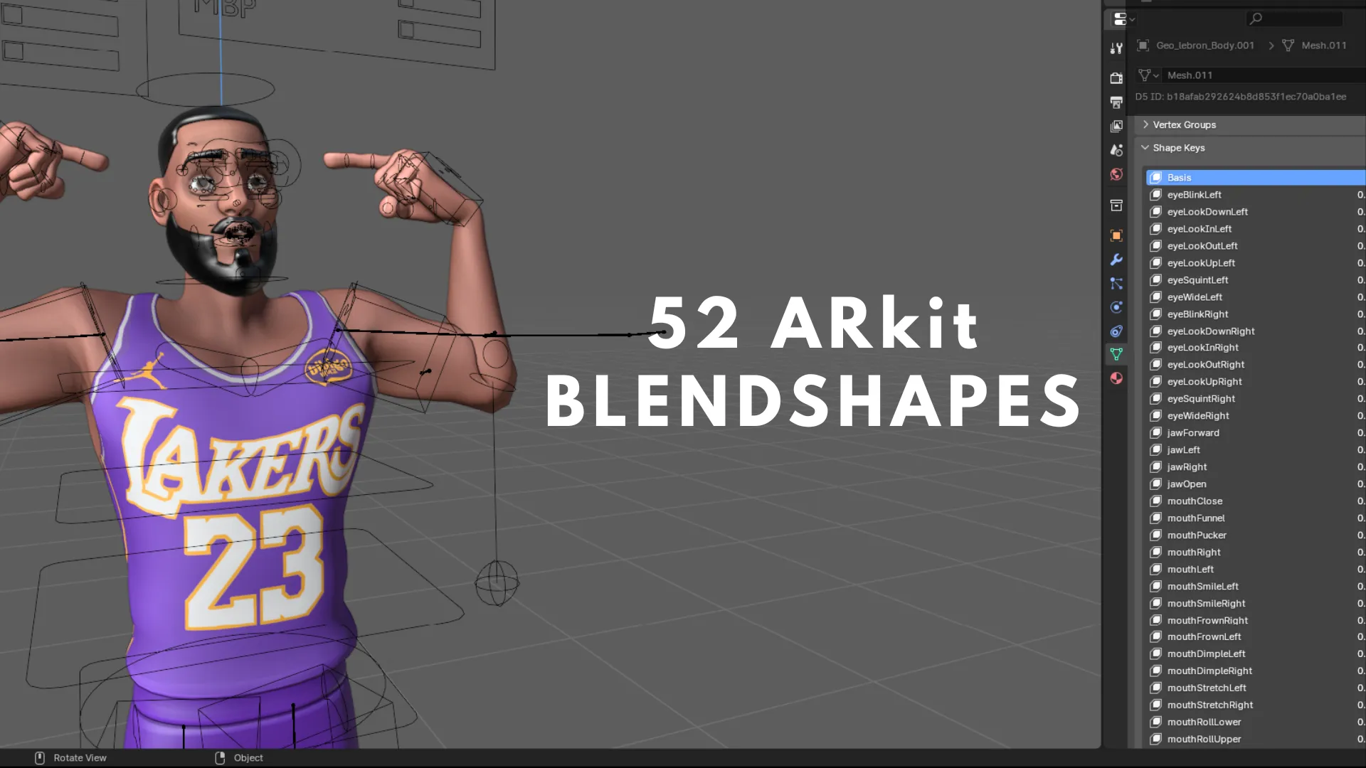 ARKit 52 blendshapes for Cartoon NBA Basketball Player