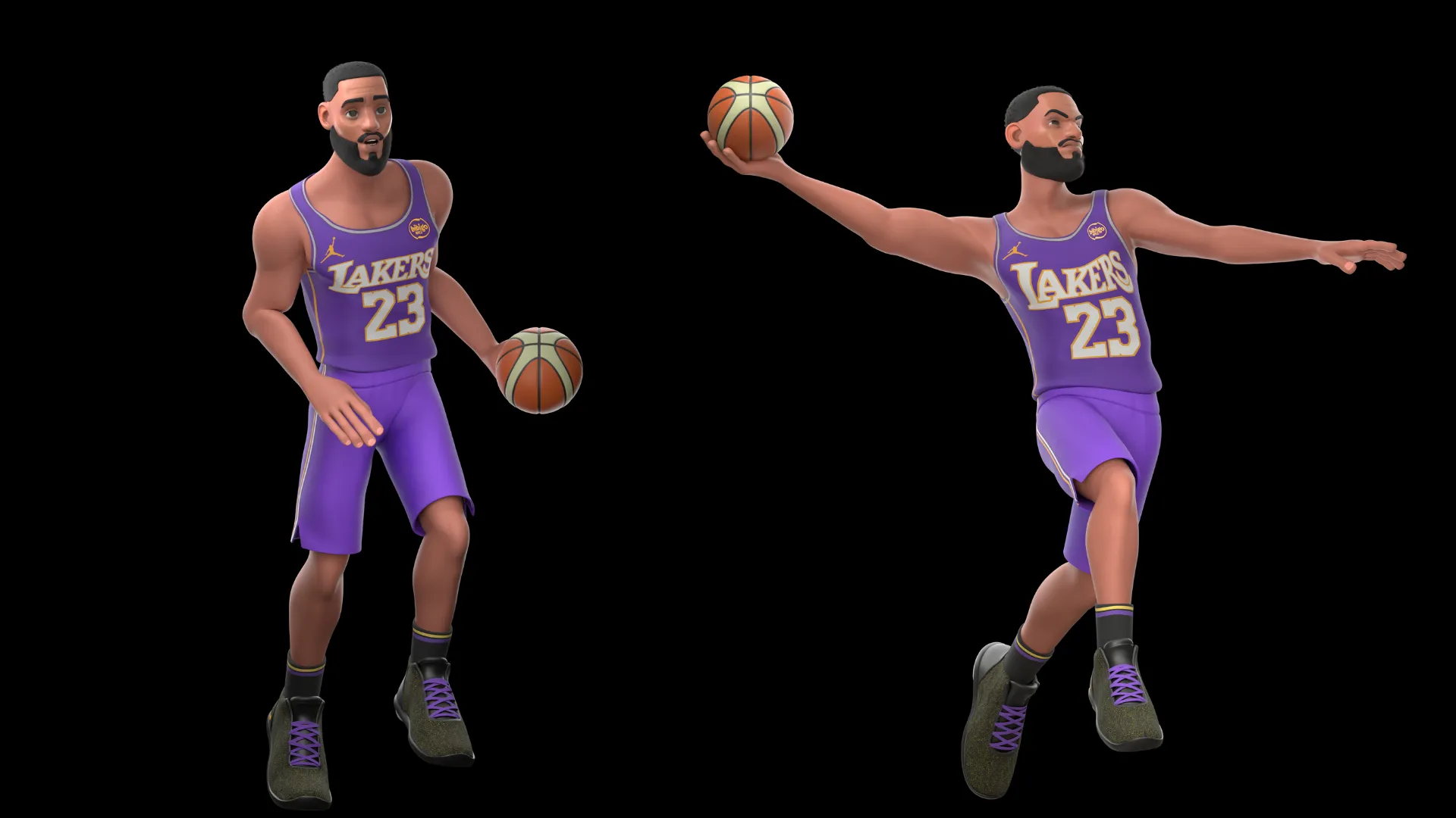 Close-up render of the cartoon basketball player face