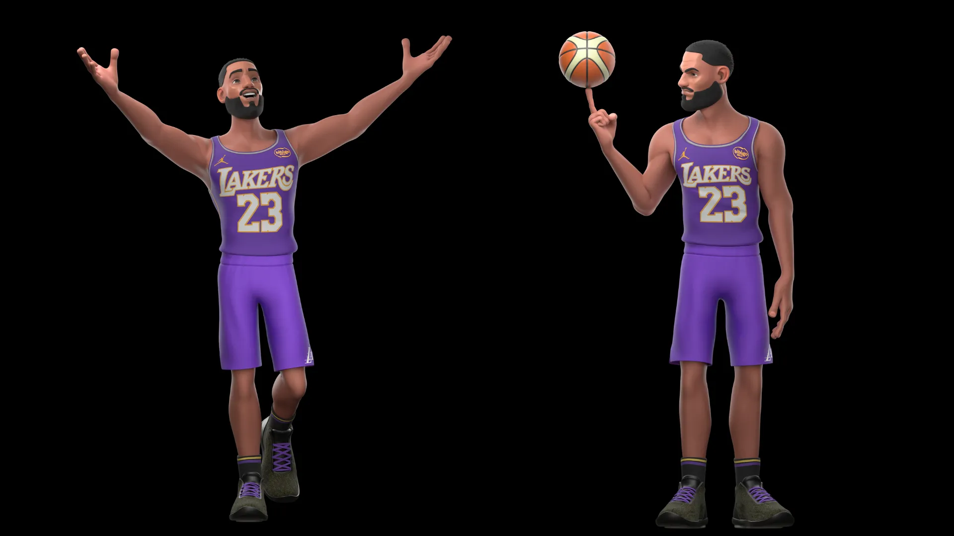 Stylized NBA basketball player 3D model detail view
