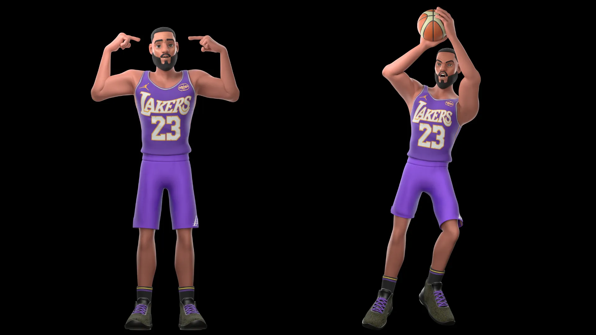 Additional close-up render of the cartoon NBA player