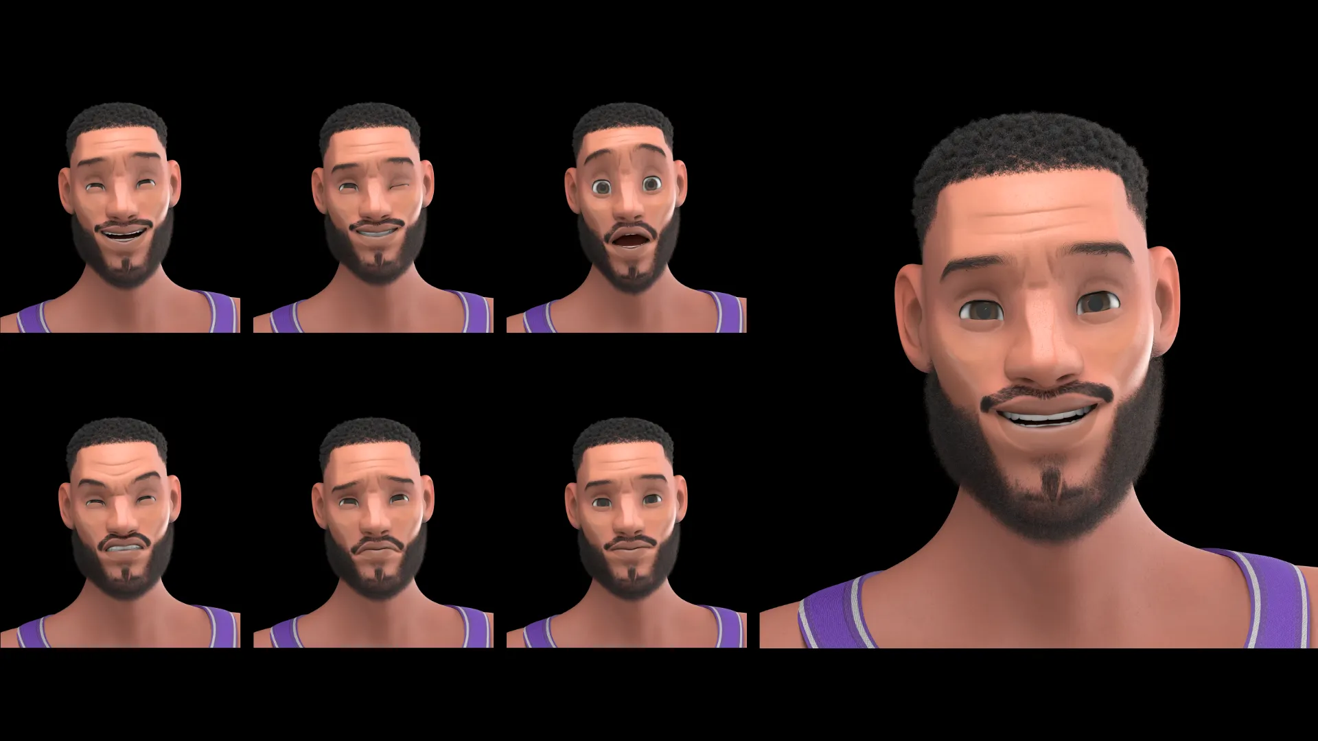 Expression render set for the cartoon basketball player