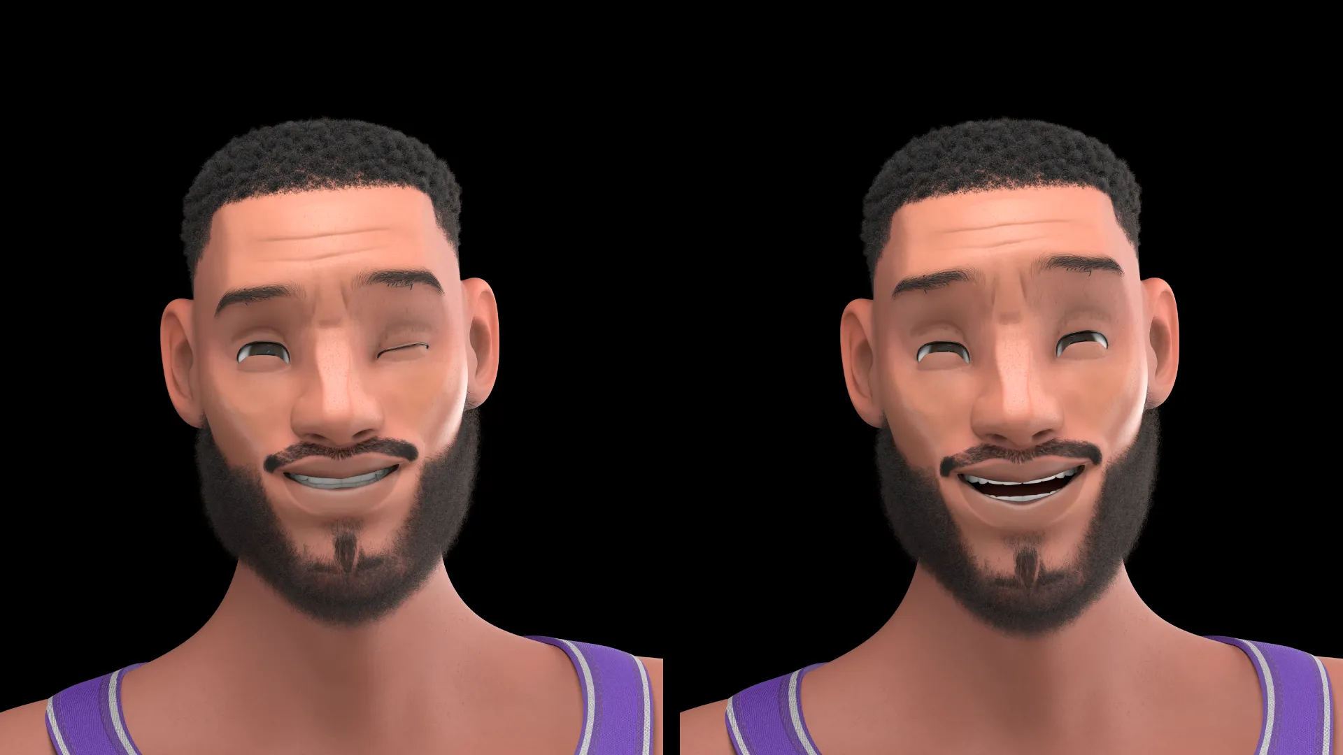 Additional expression render set for the cartoon basketball player