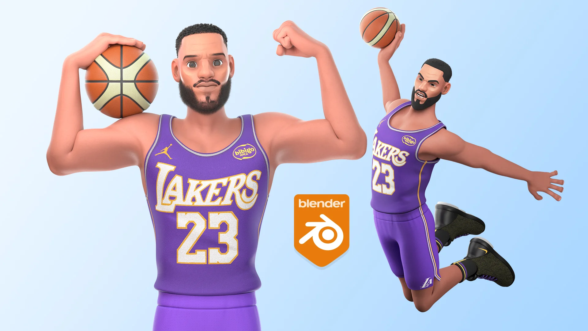 Cartoon NBA Basketball Player 3D model hero render