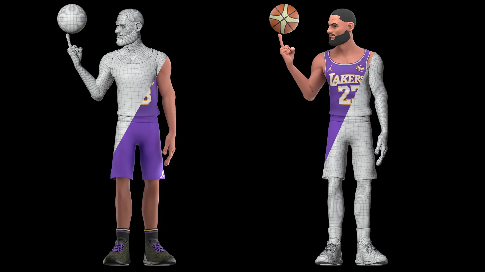 Cartoon NBA Basketball Player low-poly quad mesh preview