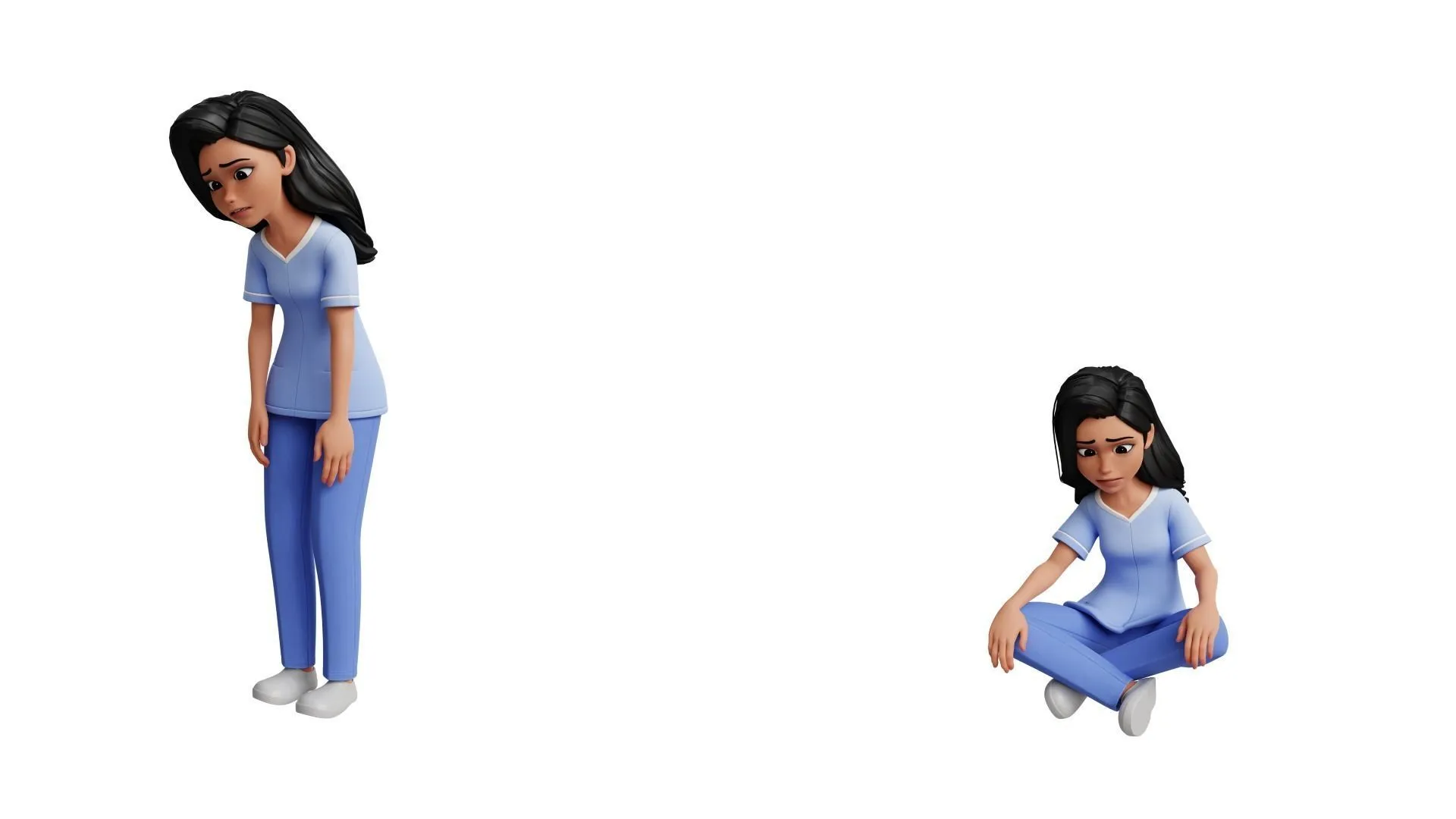 Cartoon Nurse Female Character full body render