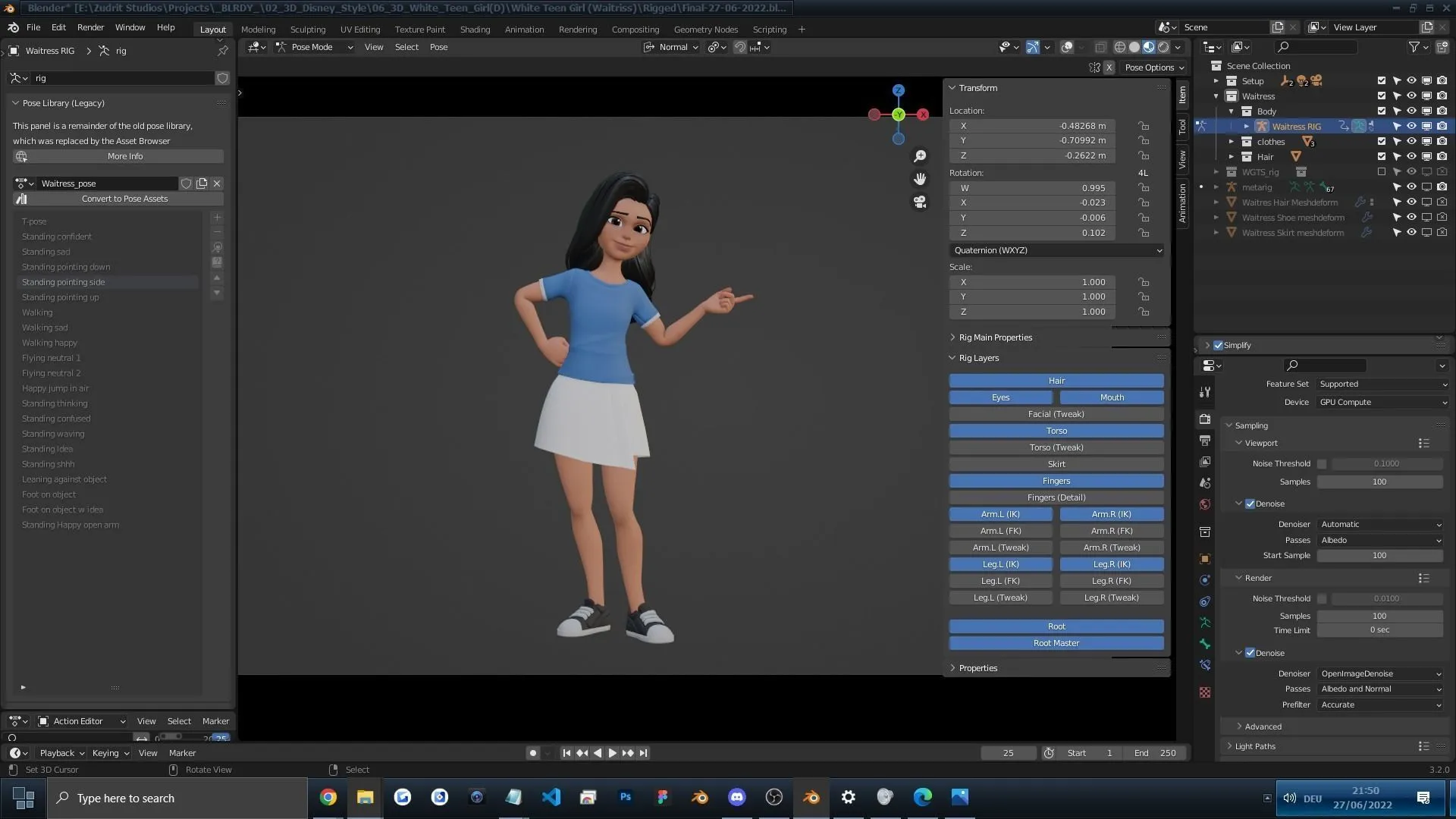 Blender source files preview for Cartoon White Woman Teen