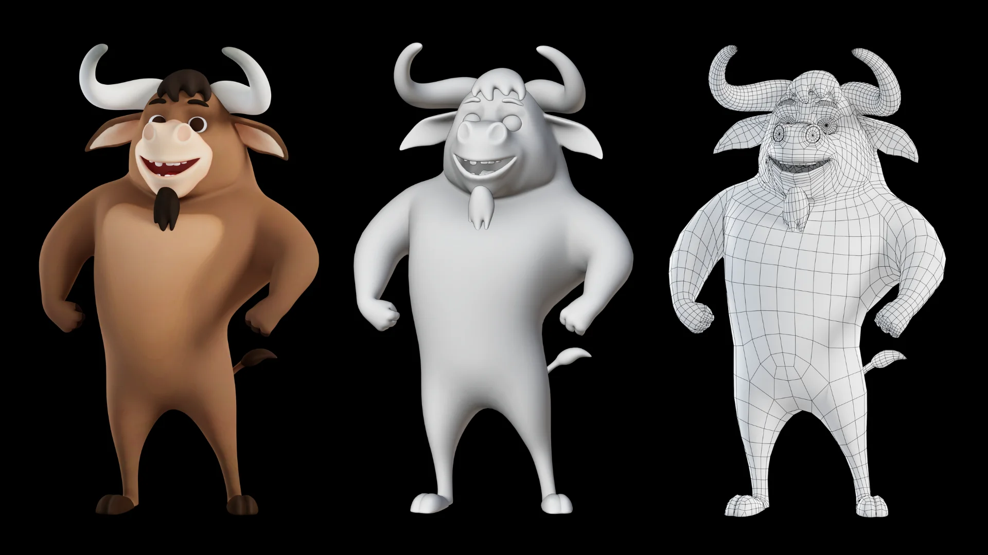 Stylized bull mascot 3D character showcase 1