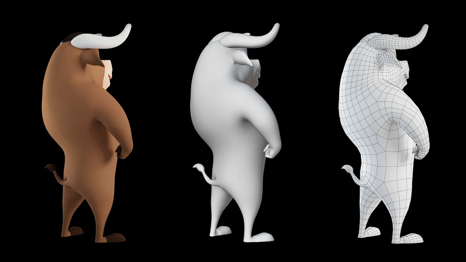Stylized bull mascot 3D character showcase 4