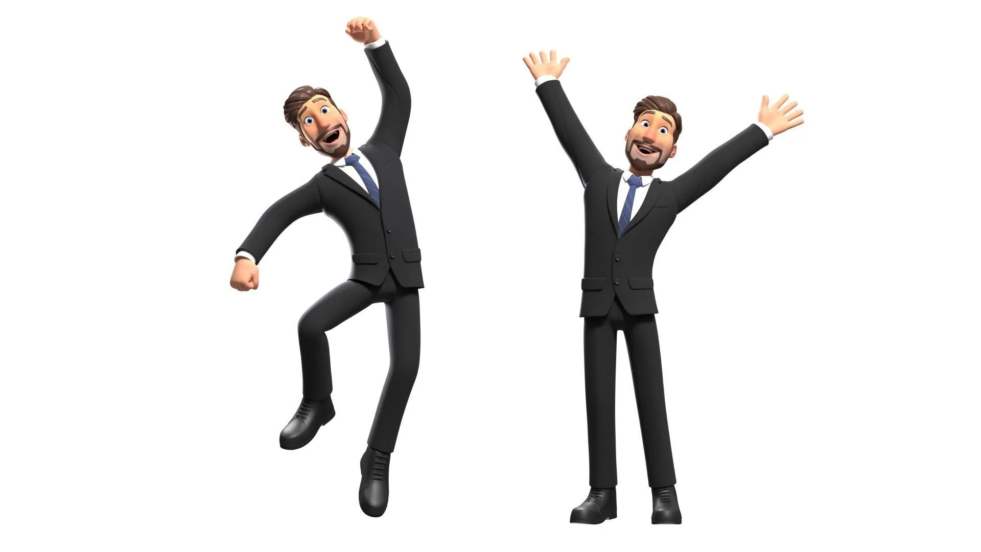 Cartoon Business Man Character 3D character model close-up view