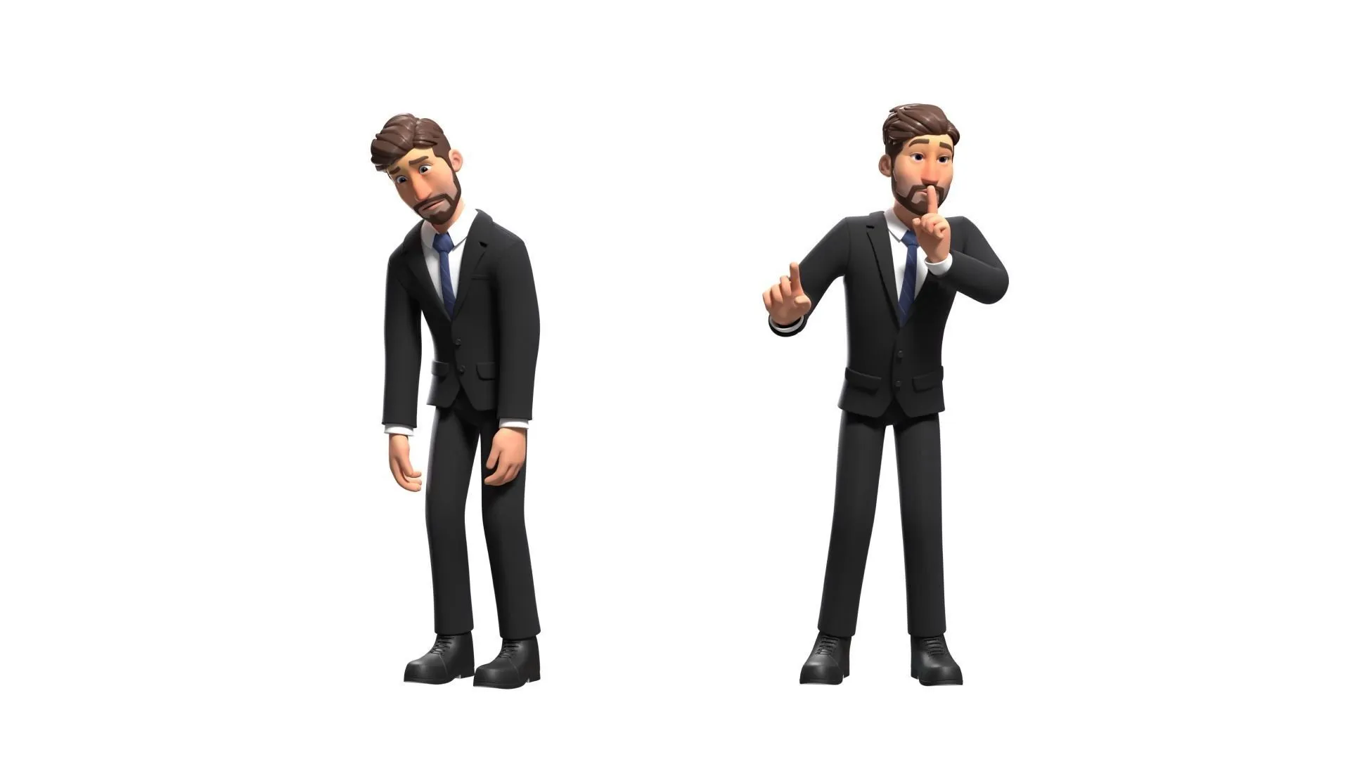 Cartoon Business Man Character 3D model full body render