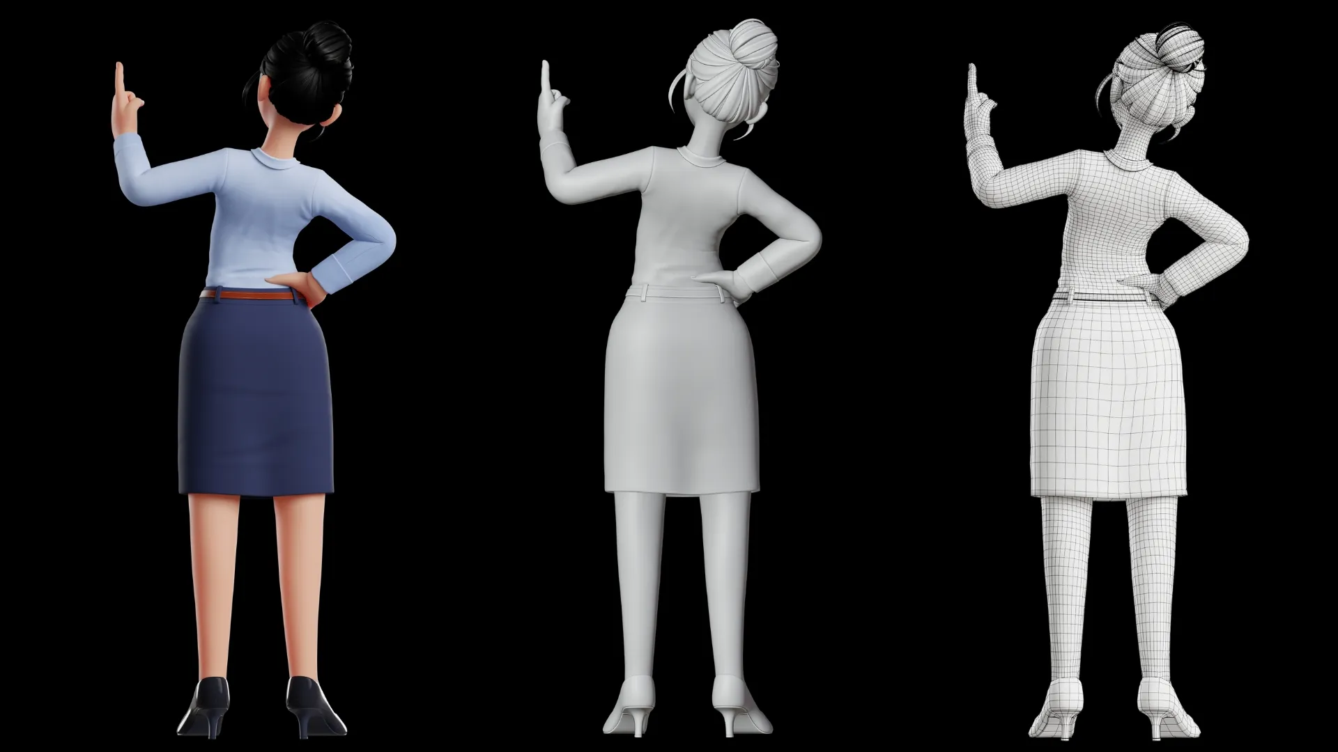 Business Office Cartoon Woman 3D character showcase 5