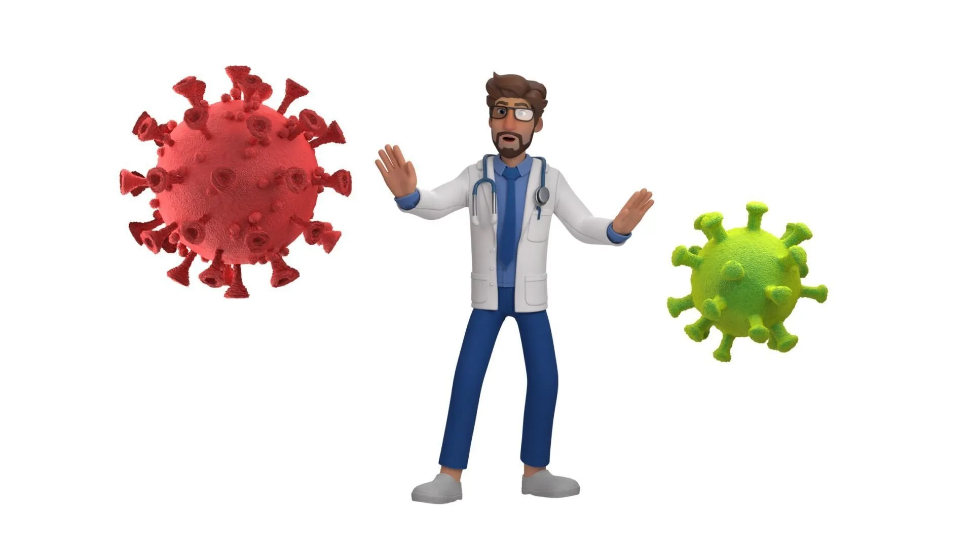 Cartoon Doctor 3D Character full body render