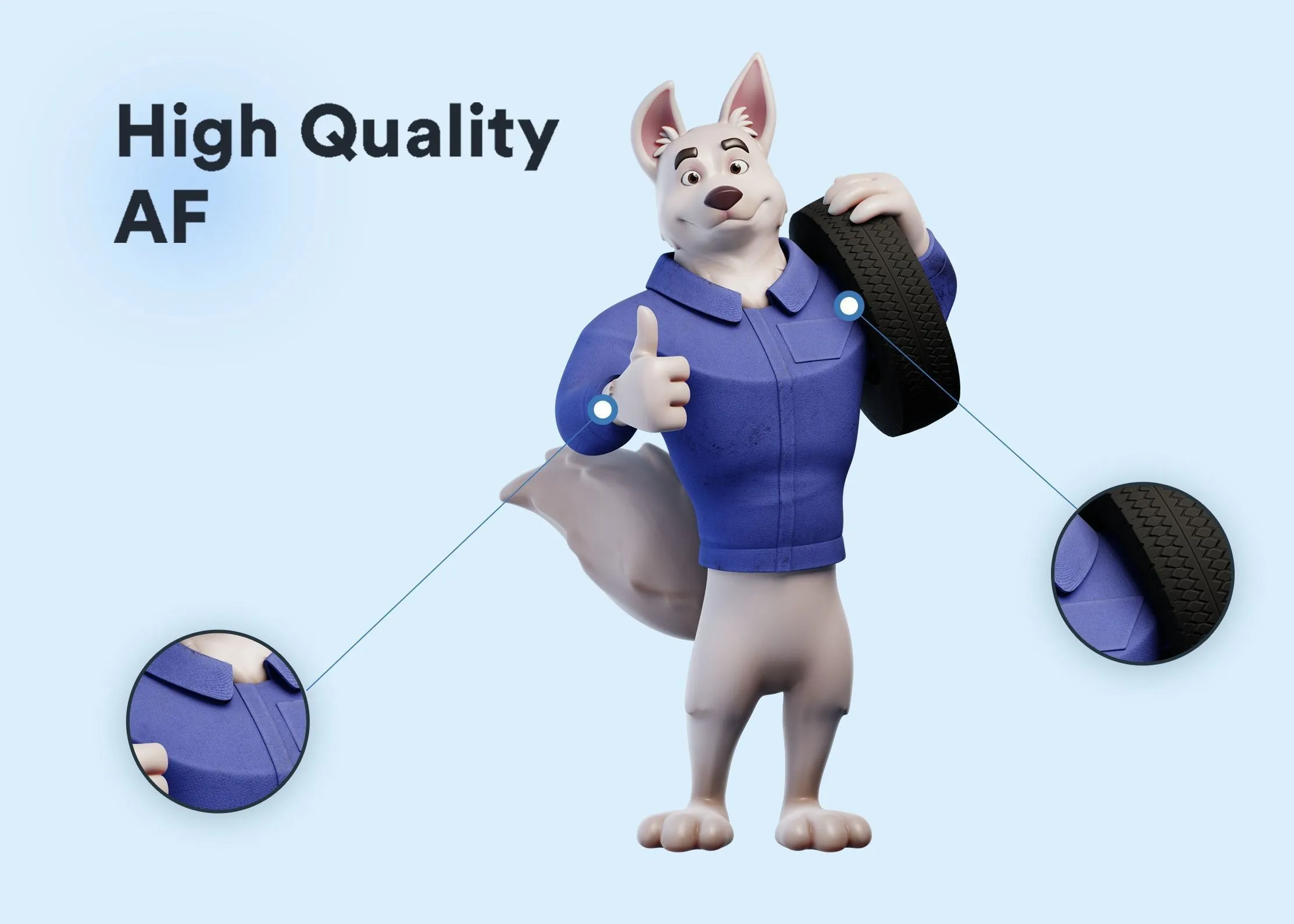 Cartoon dog mascot 3D character animation showcase