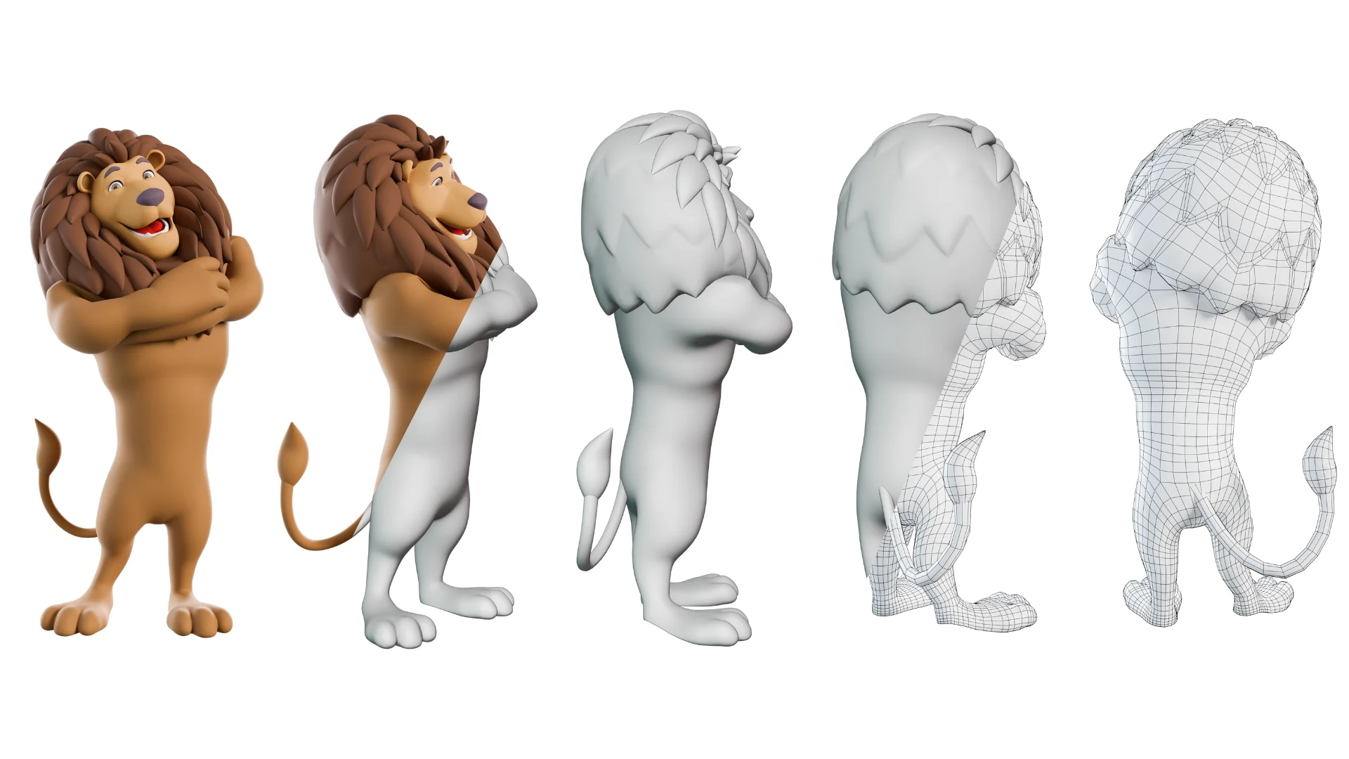 Cartoon Lion Mascot 3D model showcase