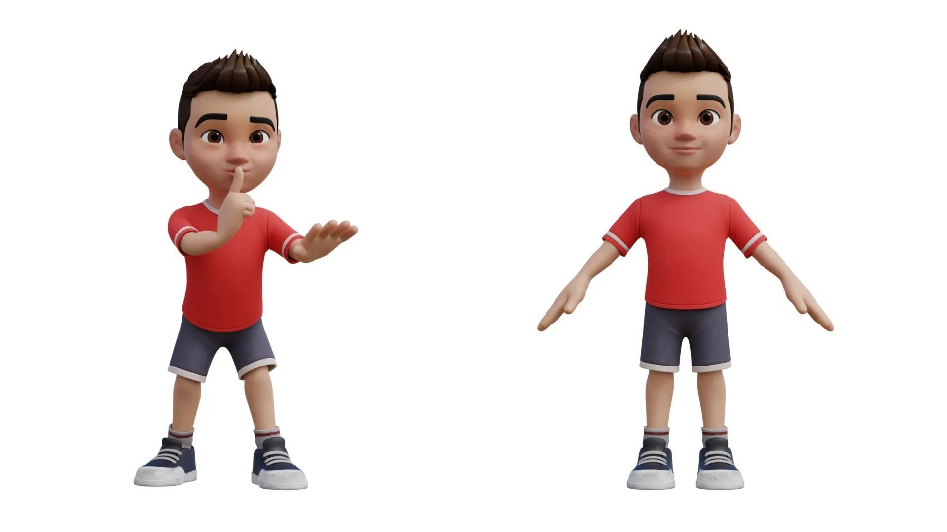 Cartoon White Boy 3D model full body render
