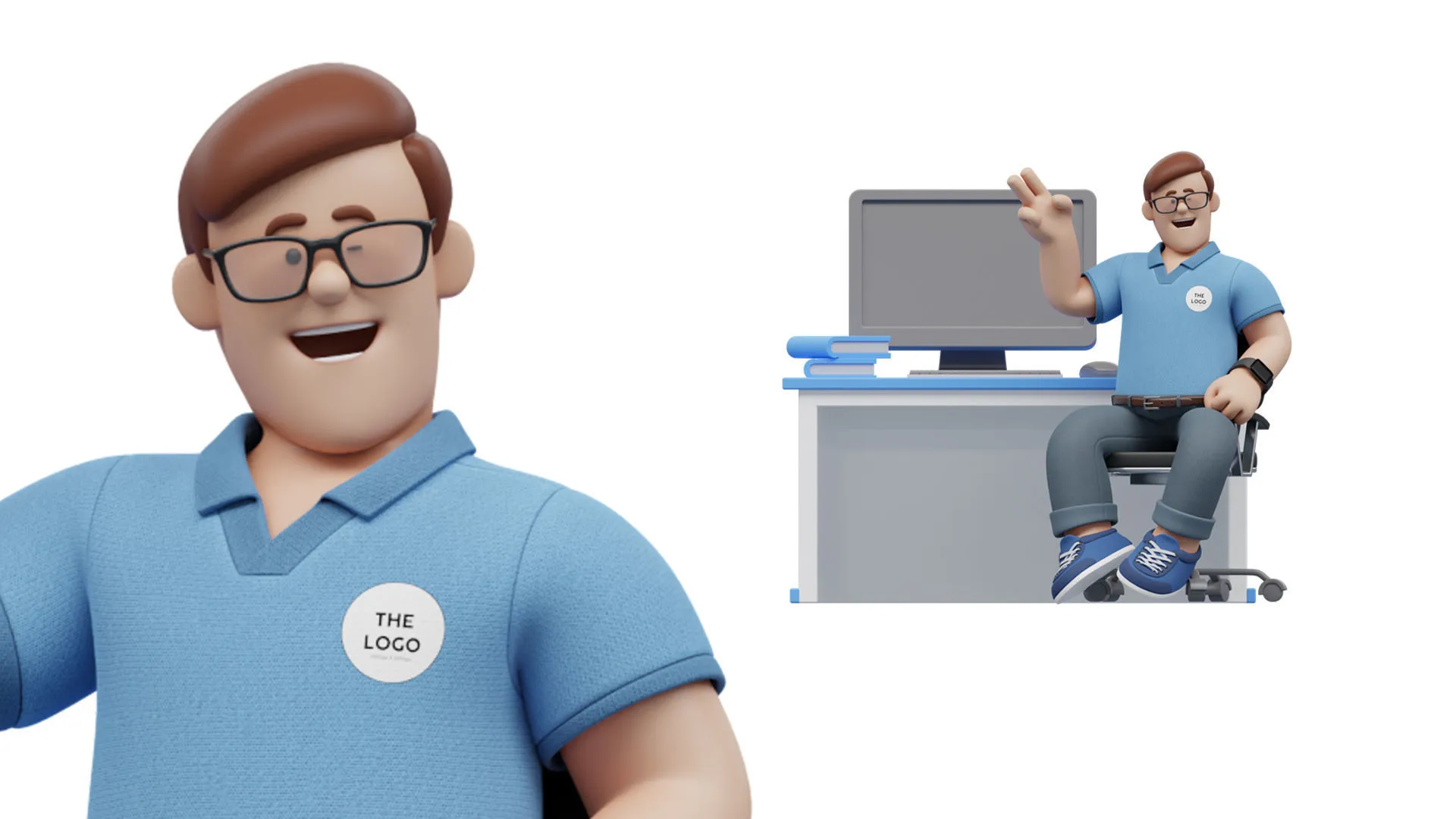 Customizable Office Illustration Man close-up view
