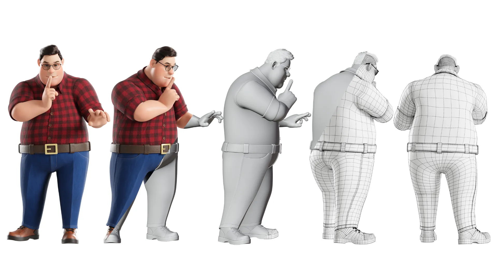 Cartoon Fat Man 3D model showcase