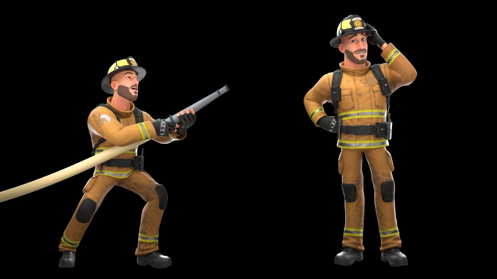 Fire Attender character closeup 1