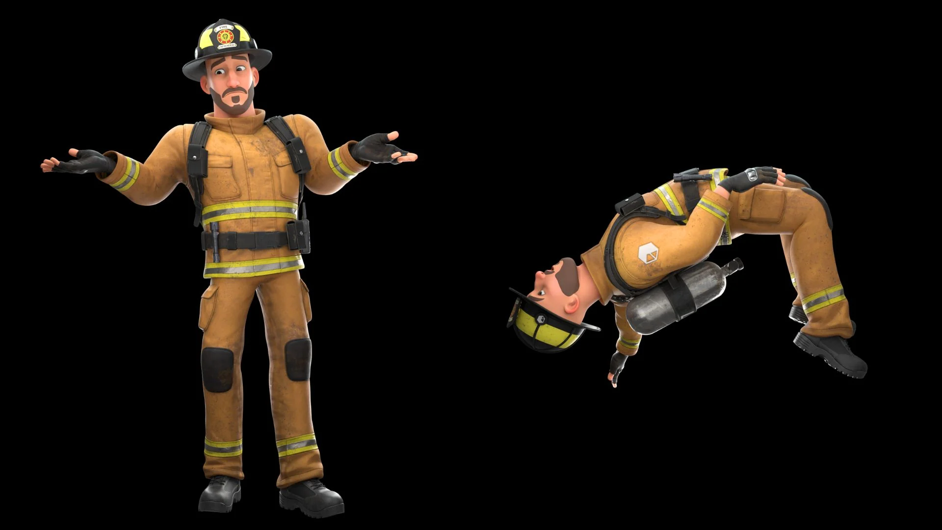Fire Attender character closeup 2