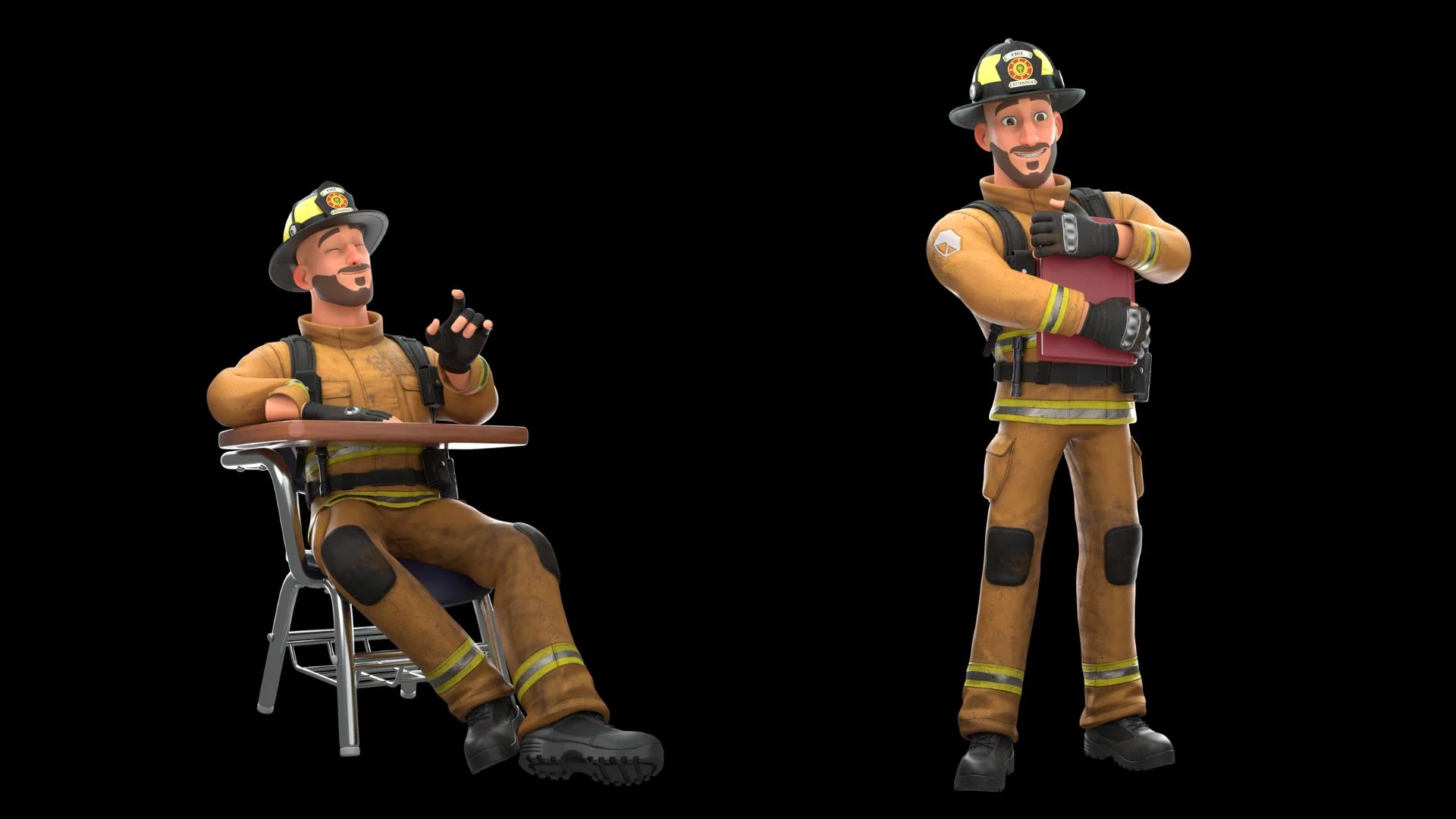 Fire Attender character closeup 4