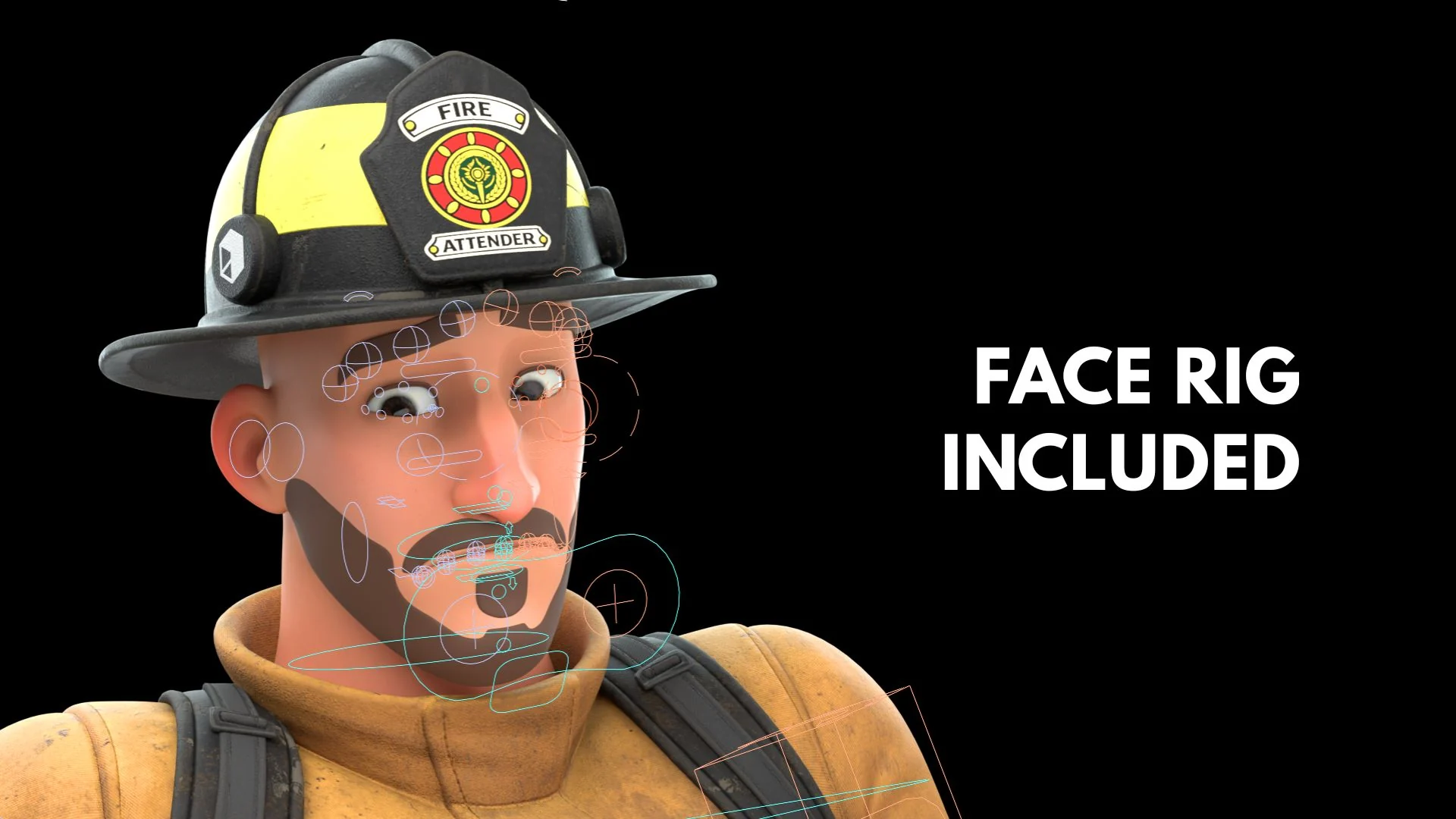 Harnais facial dédié « Fire Attender » dans Blender