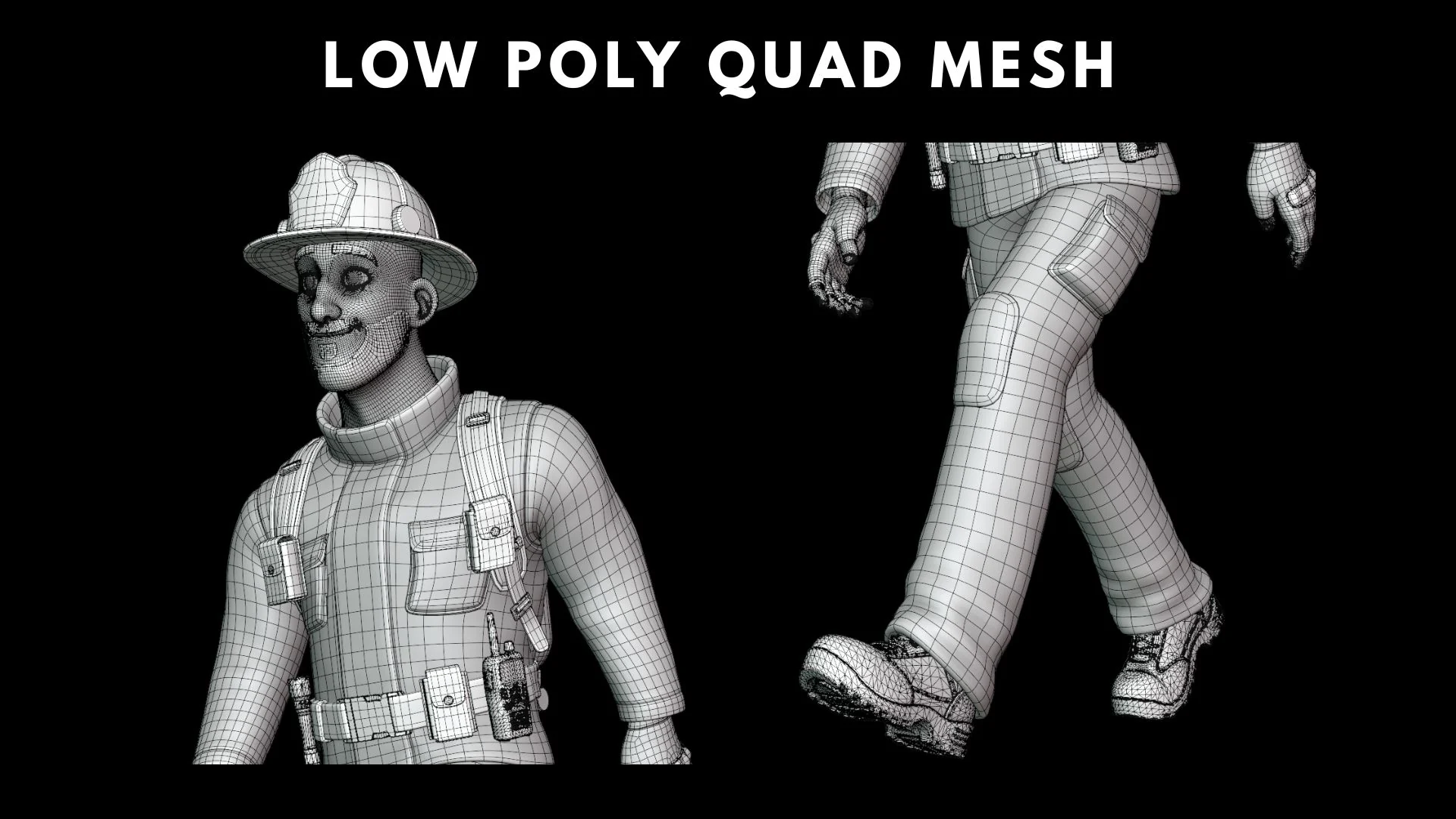 Maillage quad low-poly « Fire Attender »