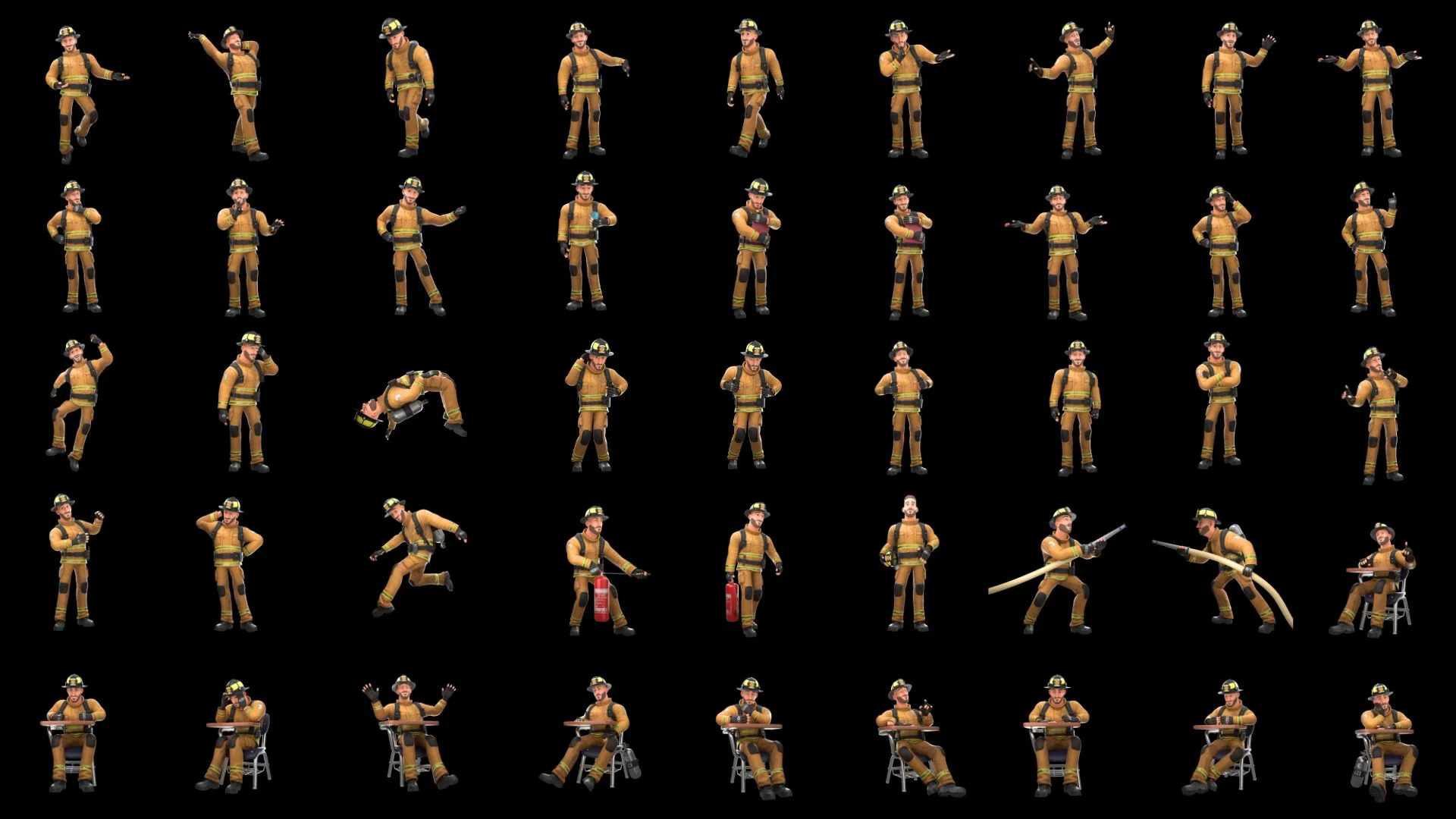 46 poses de pompiers en intervention