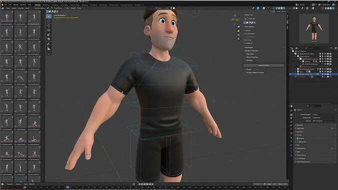 Cartoon Pixar Fitness Man 3D character showcase 2