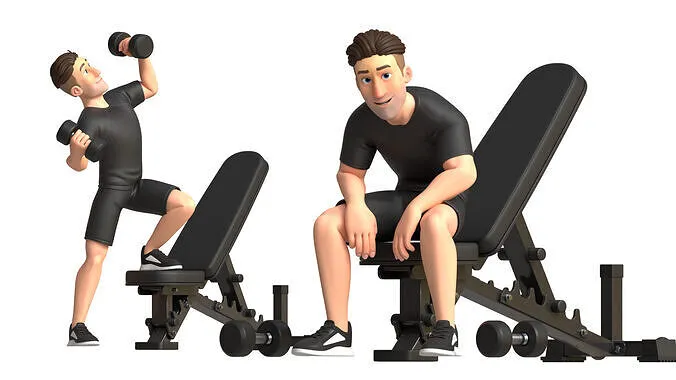 Fitness Man 3D character animation poses