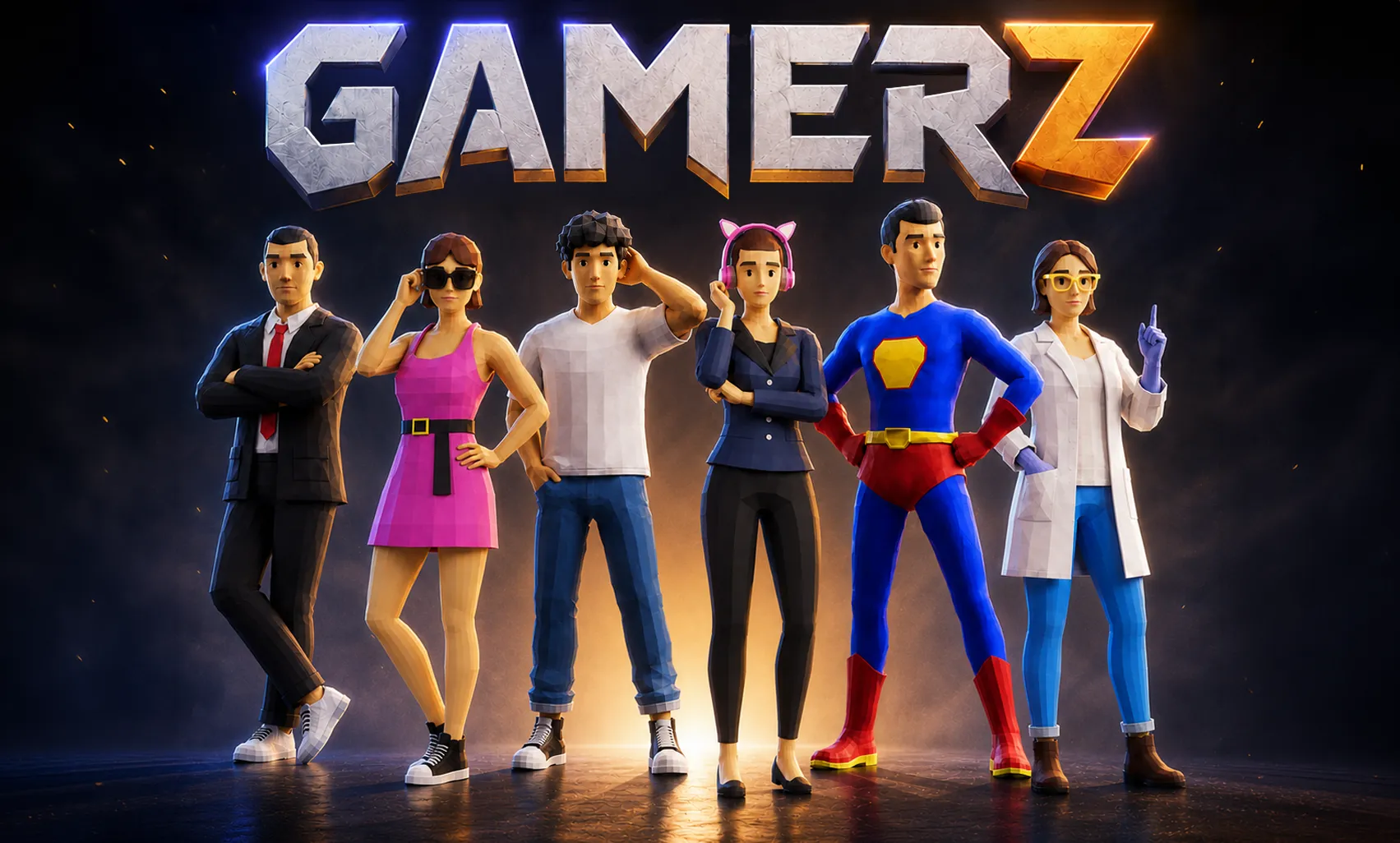 Gamerz low-poly 3D character pack with female and male game characters