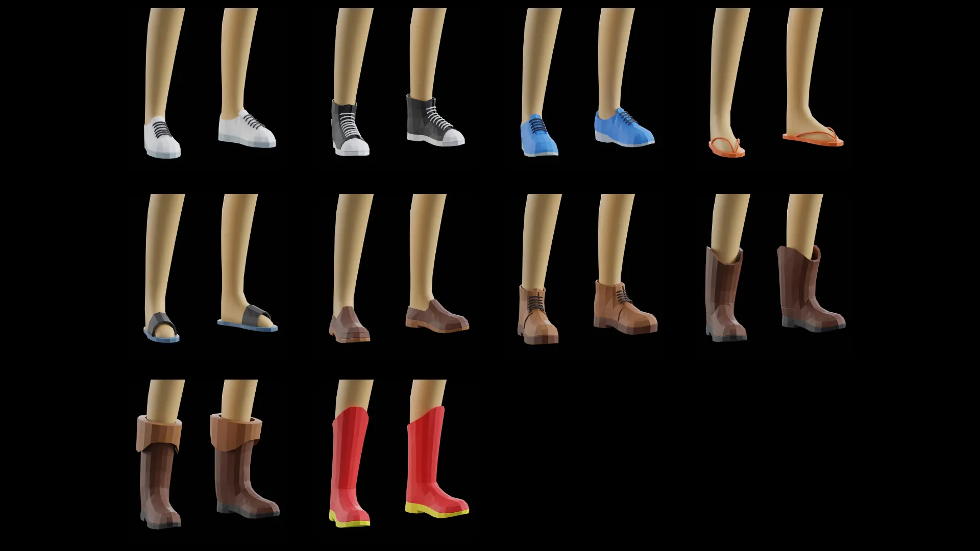 Gamerz male shoes for game-ready low-poly 3D modular characters