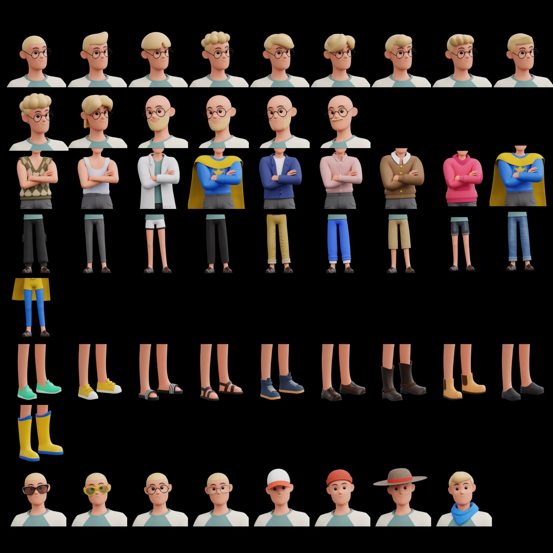 Male Humanz all clothing options and combinations