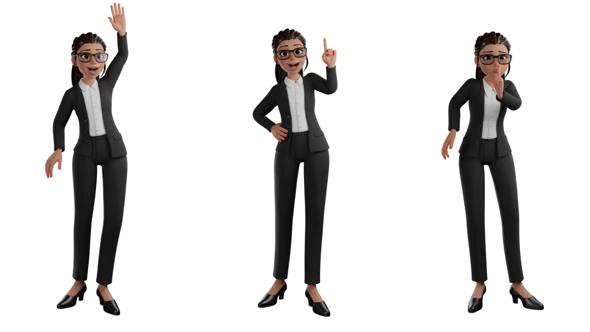 Secretary Business Woman Character 3D model full body render