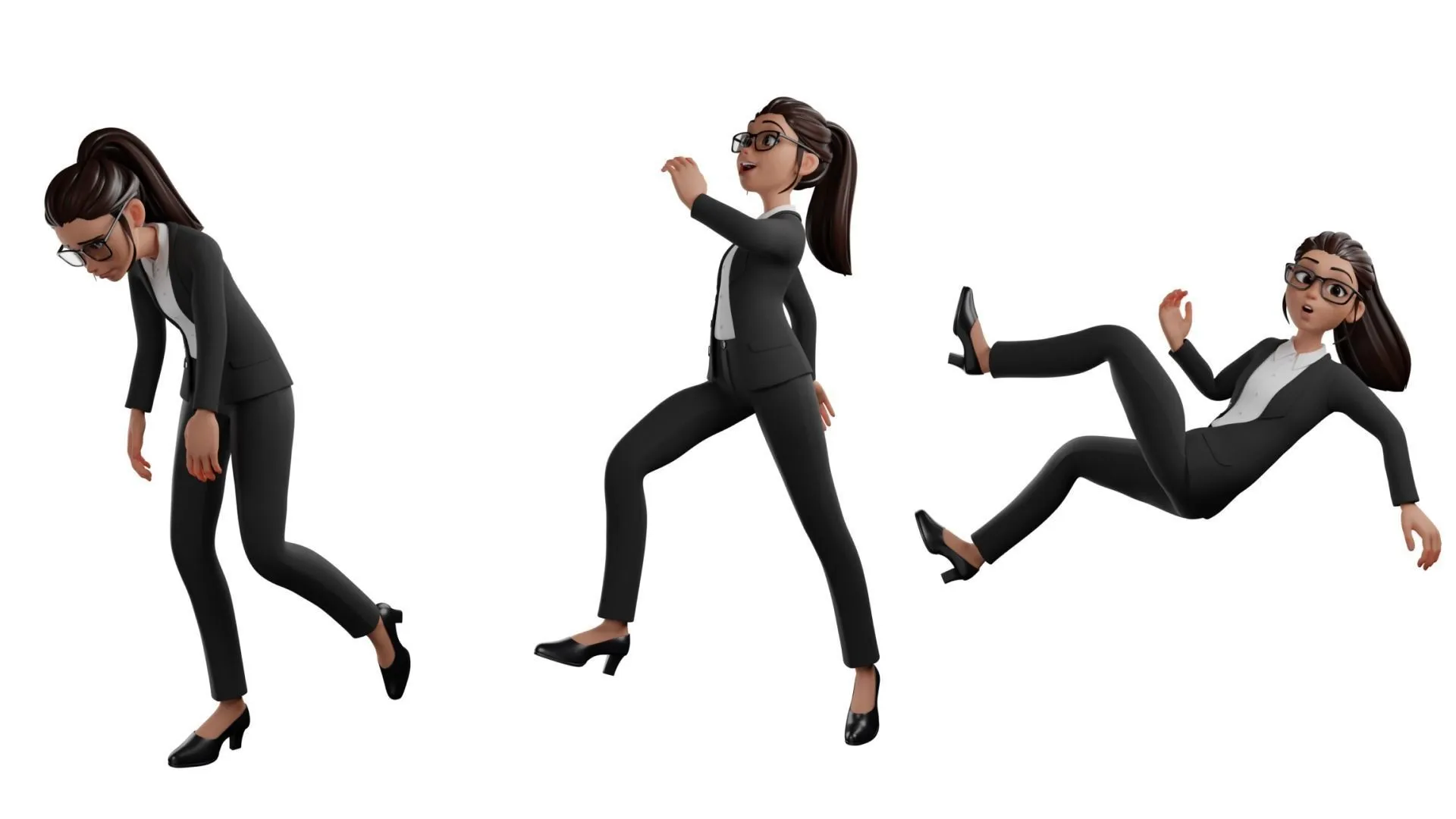 Secretary Business Woman Character 3D model front view