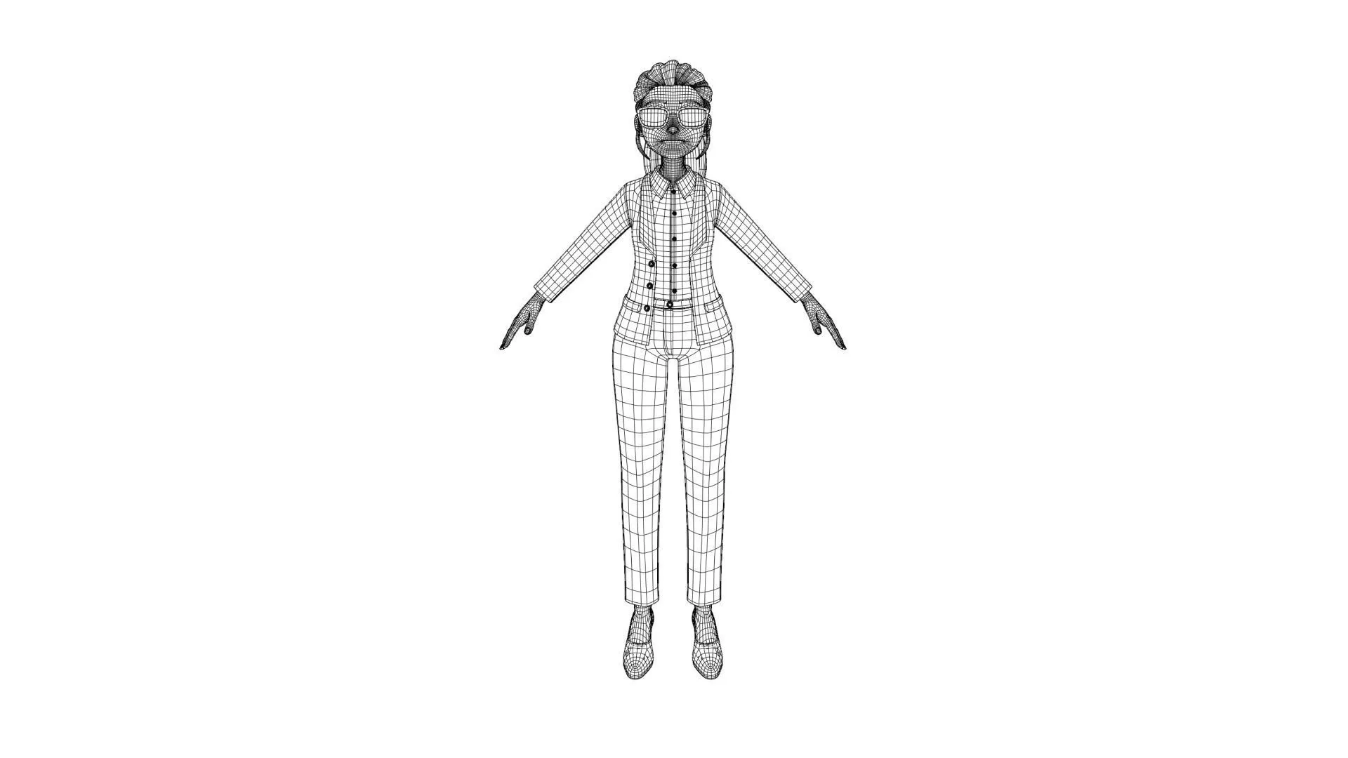 Secretary Business Woman Character rigged 3D model professional pose