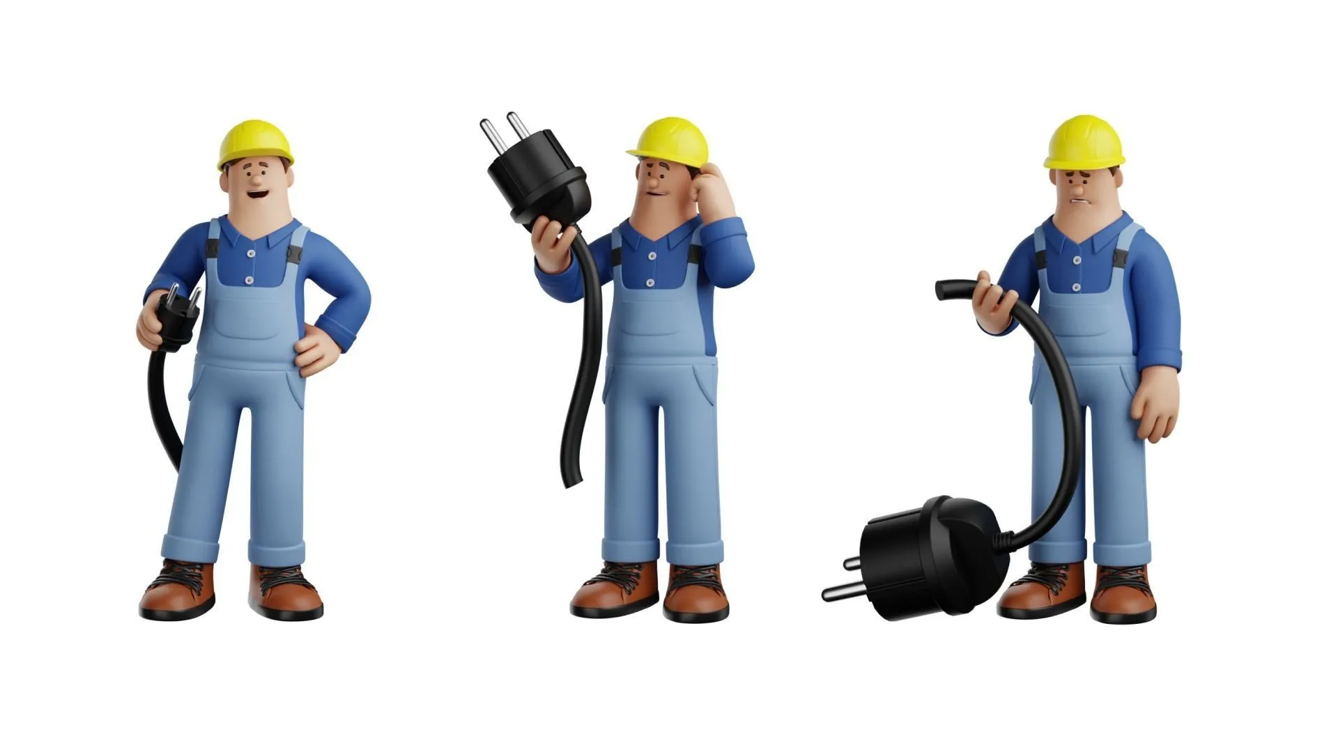 Solar Power Worker Character 3D animation showcase
