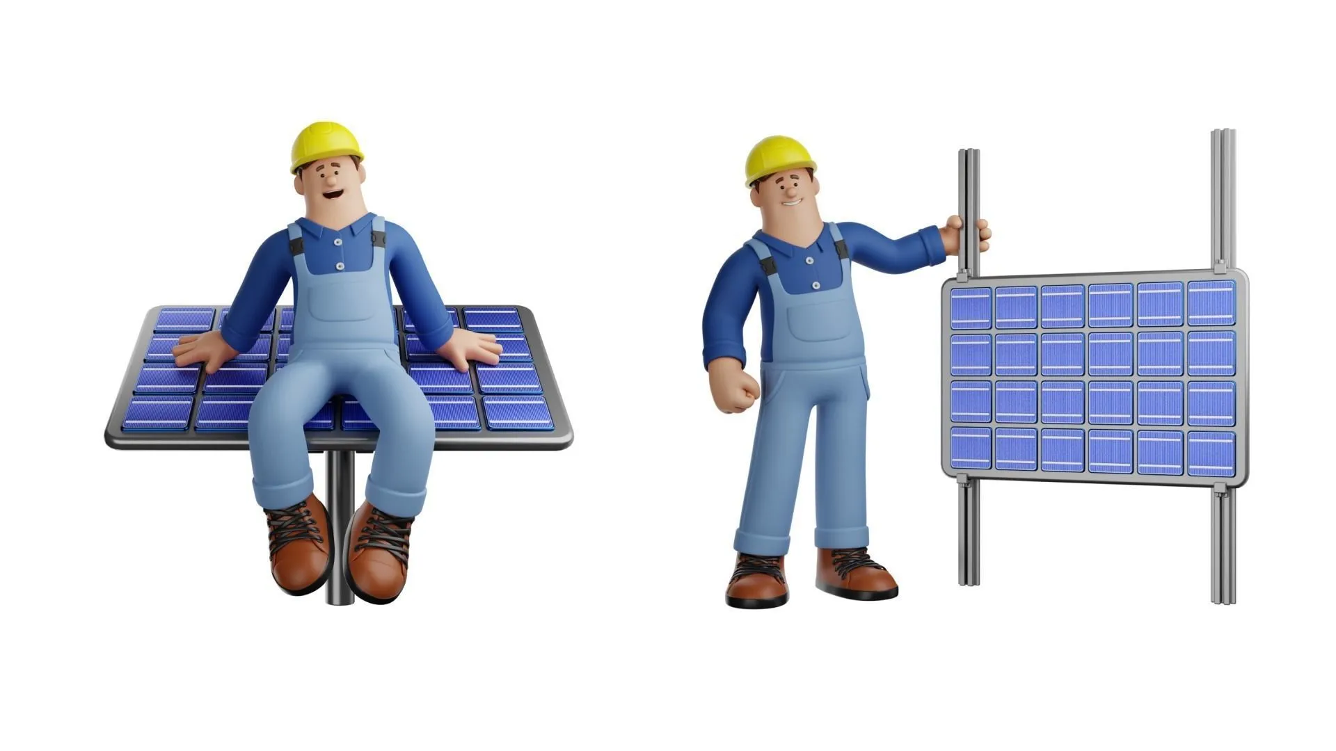 Blender source files preview for Solar Power Worker Character