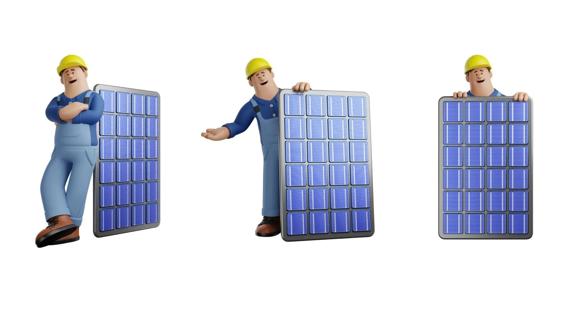 Solar Power Worker Character 3D character model scene