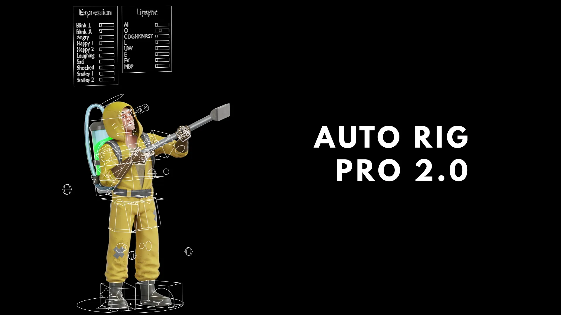 Cartoon Hazmat Cleaner 3D model Auto Rig Pro 2.0 setup