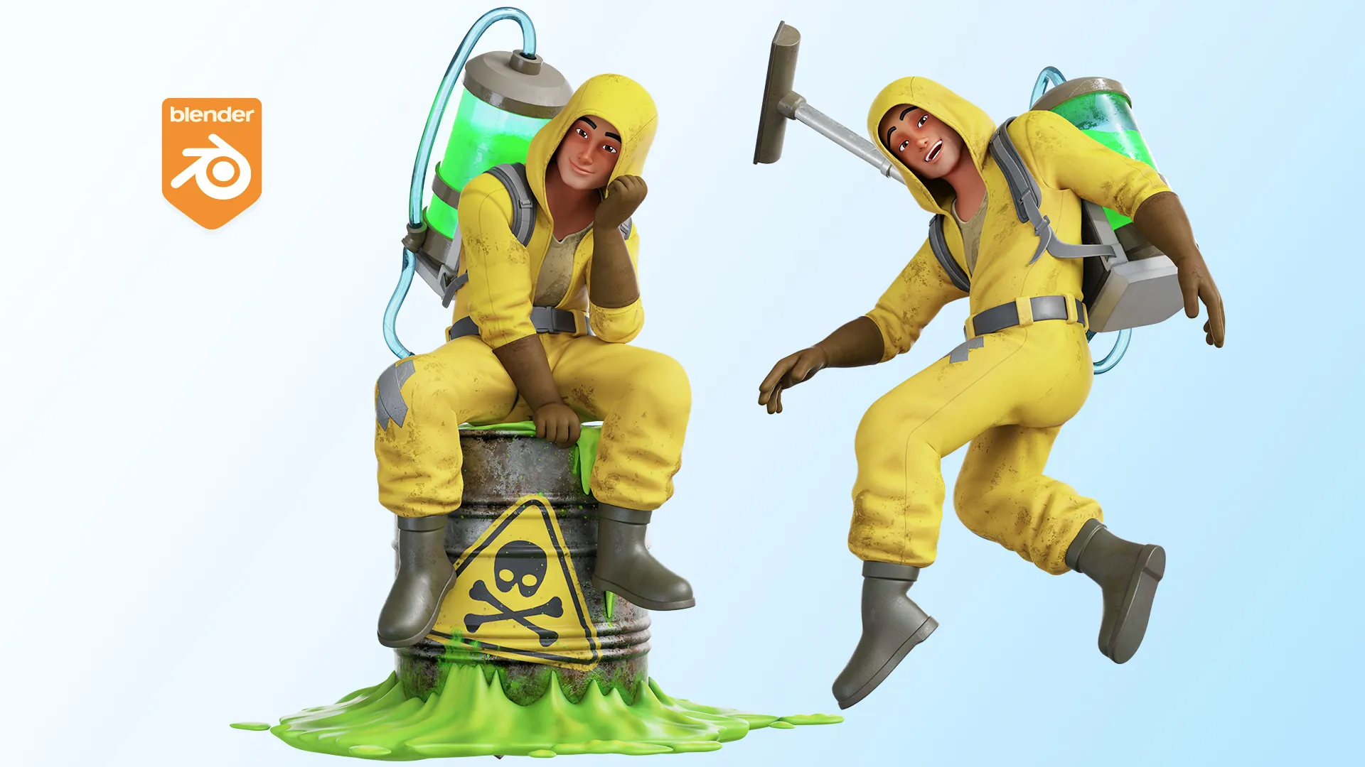 Cartoon Hazmat Cleaner 3D model hero image