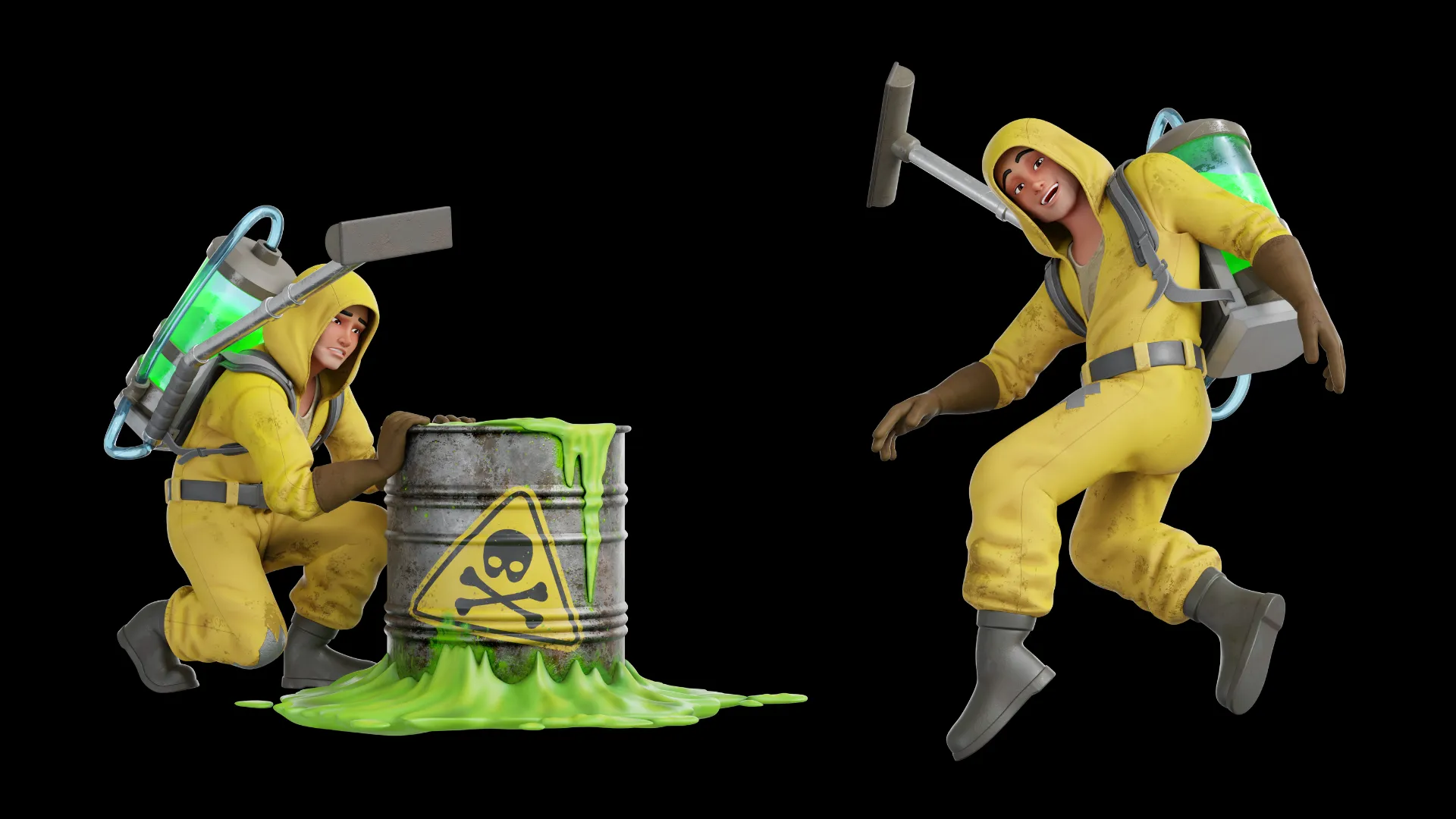 Cartoon Hazmat Cleaner 3D model closeup render variation 2