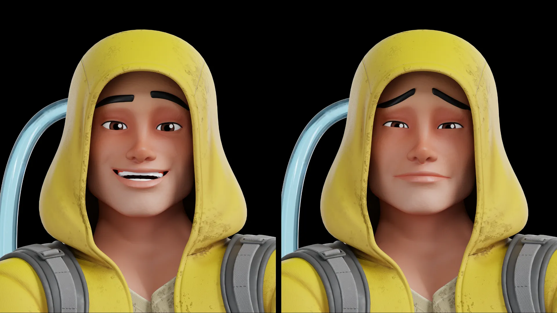Cartoon Hazmat Cleaner 3D model facial expressions preview variation 2