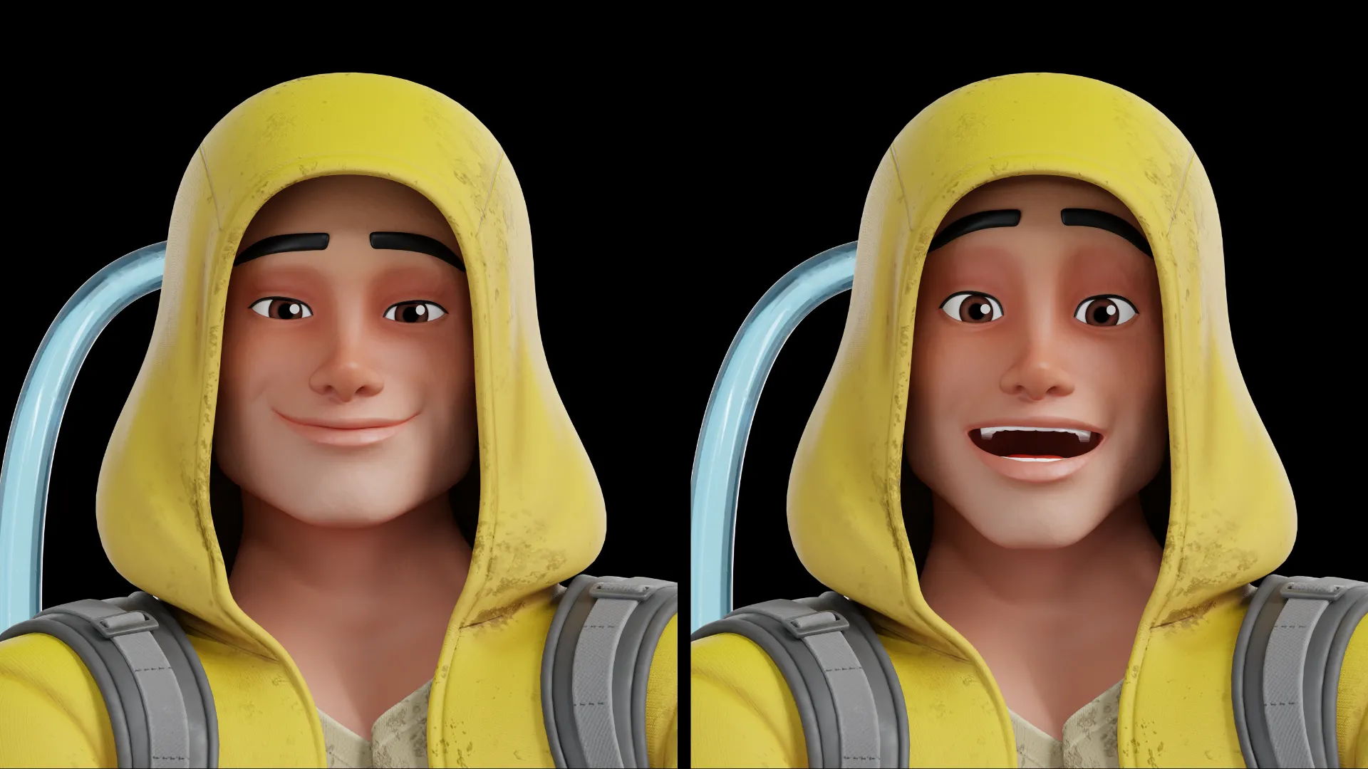 Cartoon Hazmat Cleaner 3D model facial expressions preview variation 3