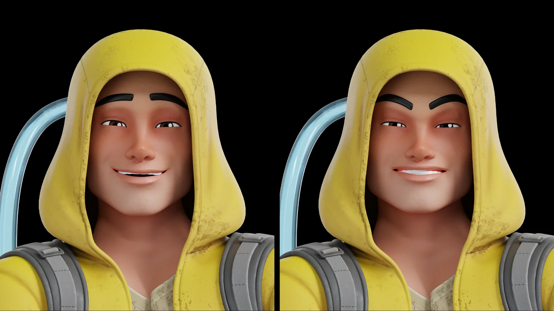 Cartoon Hazmat Cleaner 3D model facial expressions preview variation 4