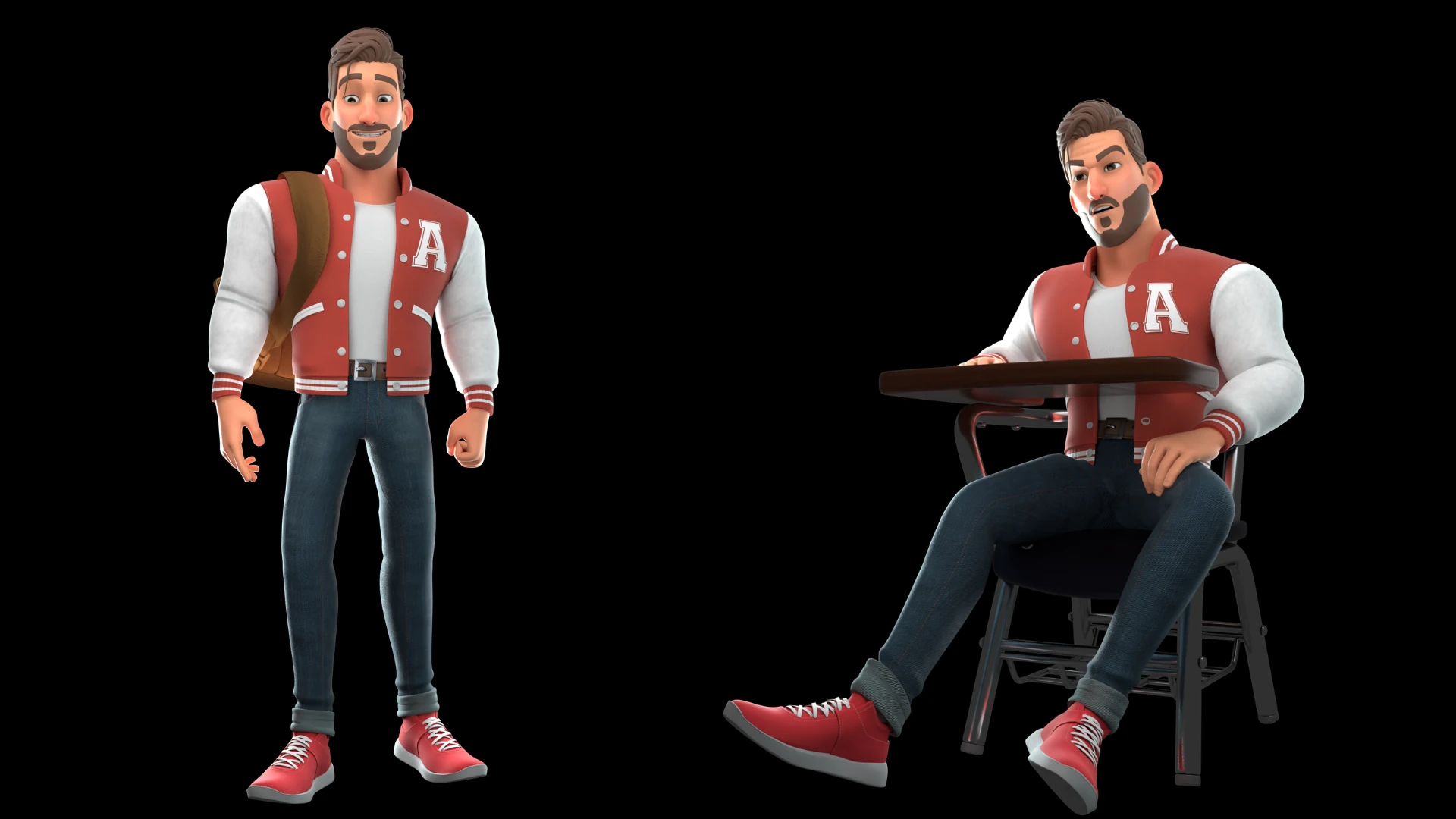 University Student closeup render variation 3