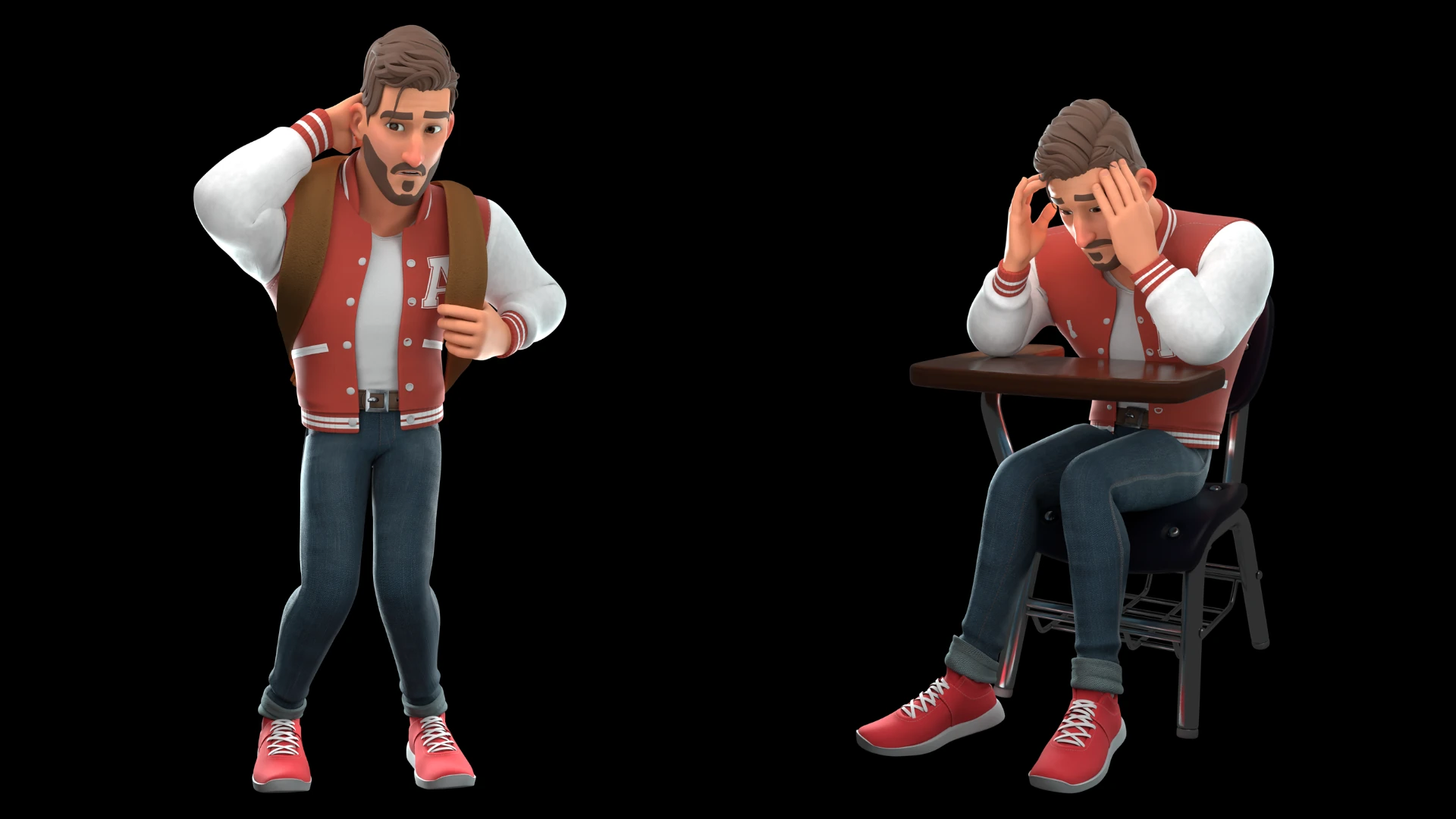 University Student closeup render variation 4