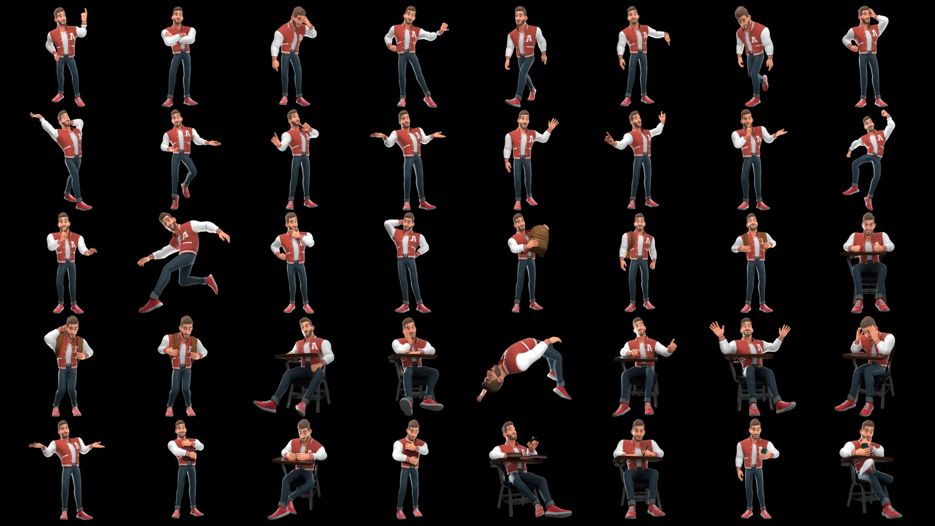 University Student pose variations
